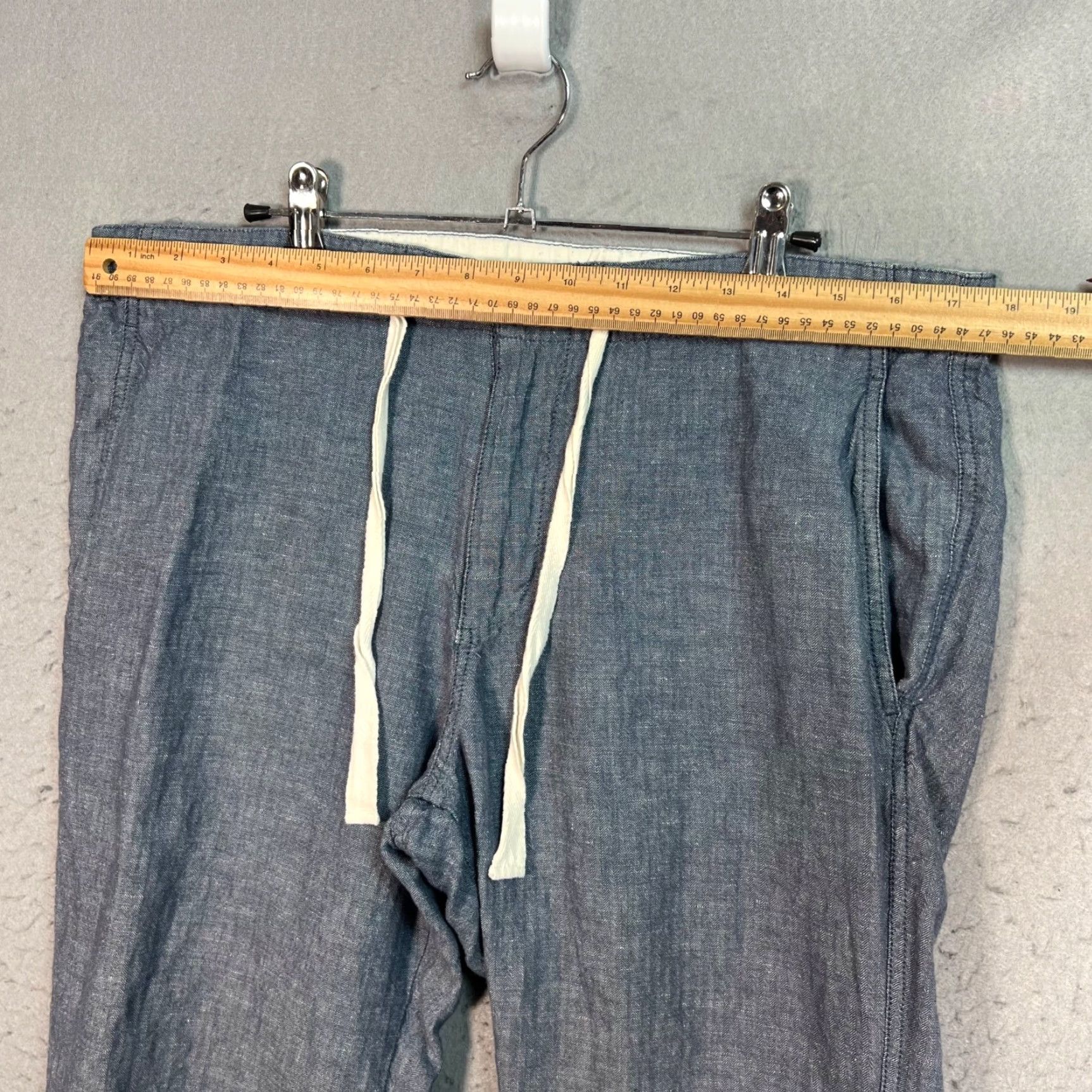 Vintage VINTAGE Frank & Oak Rue St-Viateur Mens Small Chambray Pants Cotton Blend Blue Chino Flat Front Tapered 34in Waist 32in Inseam Mens Size US 29 - 5 Thumbnail