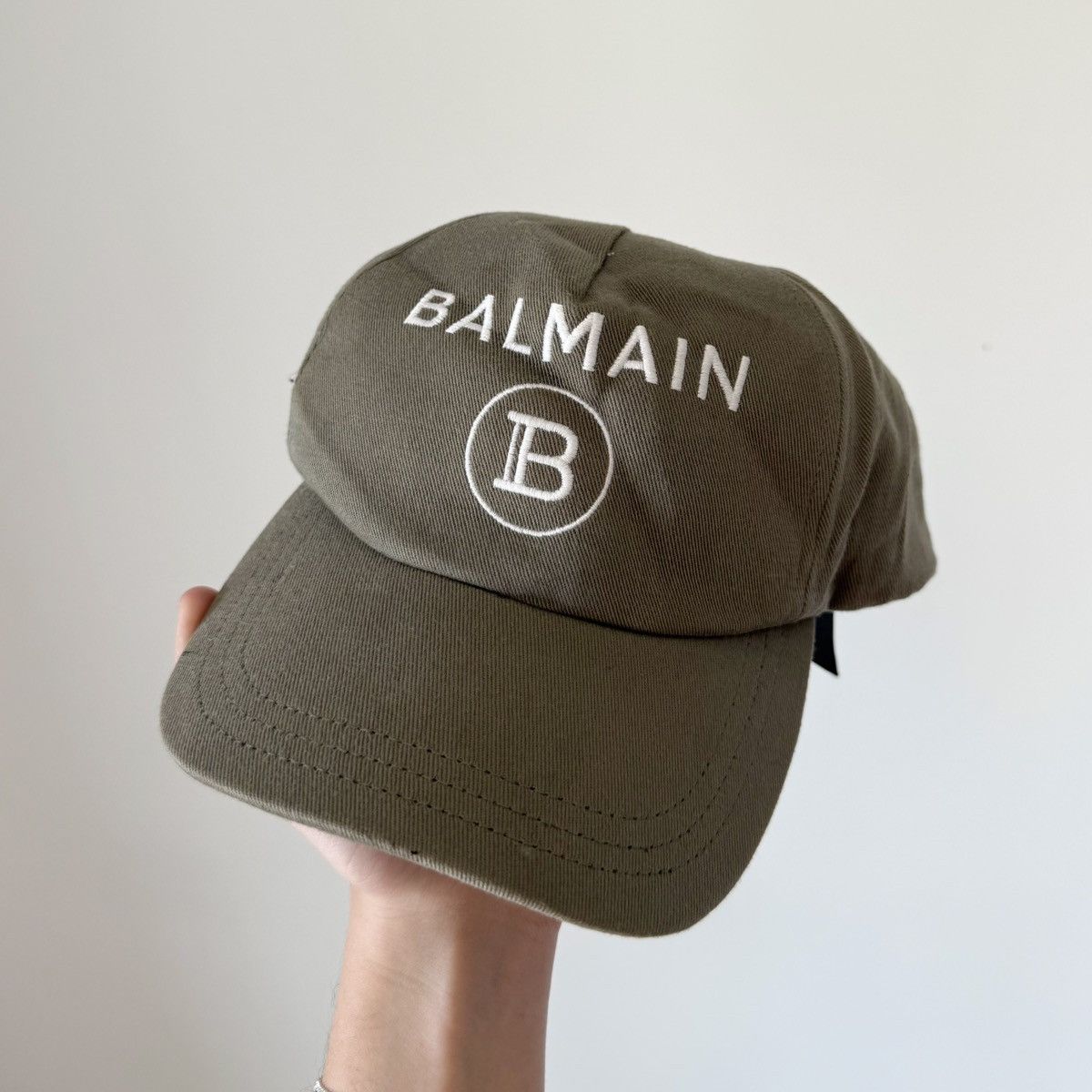 Balmain Balmain Paris Logo Cotton Baseball Cap Strapback Hat Olive Size ONE SIZE - 3 Thumbnail
