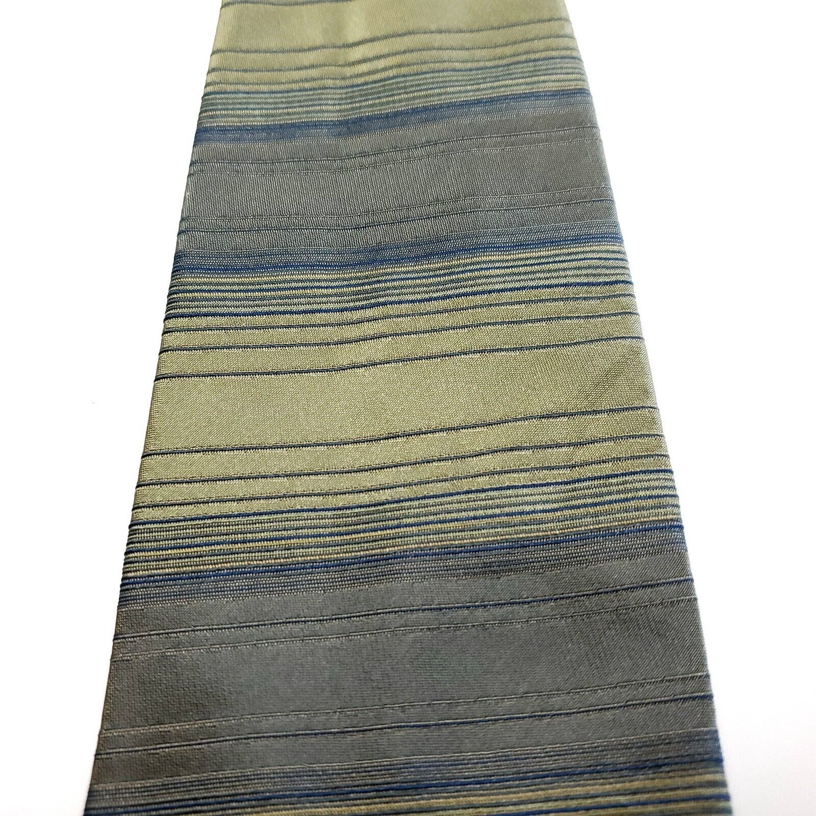 Alfani Alfani Green Silk Tie Woven Short Wide Horizontal Stripes Size ONE SIZE - 2 Thumbnail
