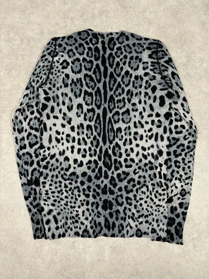 Dolce & Gabbana 2010s Dolce & Gabbana Blue Wool Leopard Print Cardigan Sweater Size S / US 4 / IT 40 - 5 Thumbnail