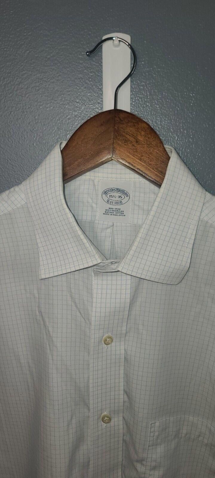 Brooks Brothers Brooks Brothers Shirt Men 15 1/2-35 White Blue Non-Iron Size 38R - 3 Thumbnail
