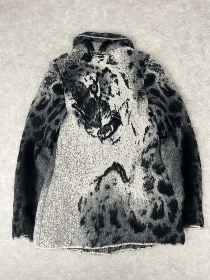 Roberto Cavalli 2000s Roberto Cavalli Snow Leopard Fur Wool & Mohair Collar Cardigan Jacket Size US M / EU 48-50 / 2 - 6 Thumbnail