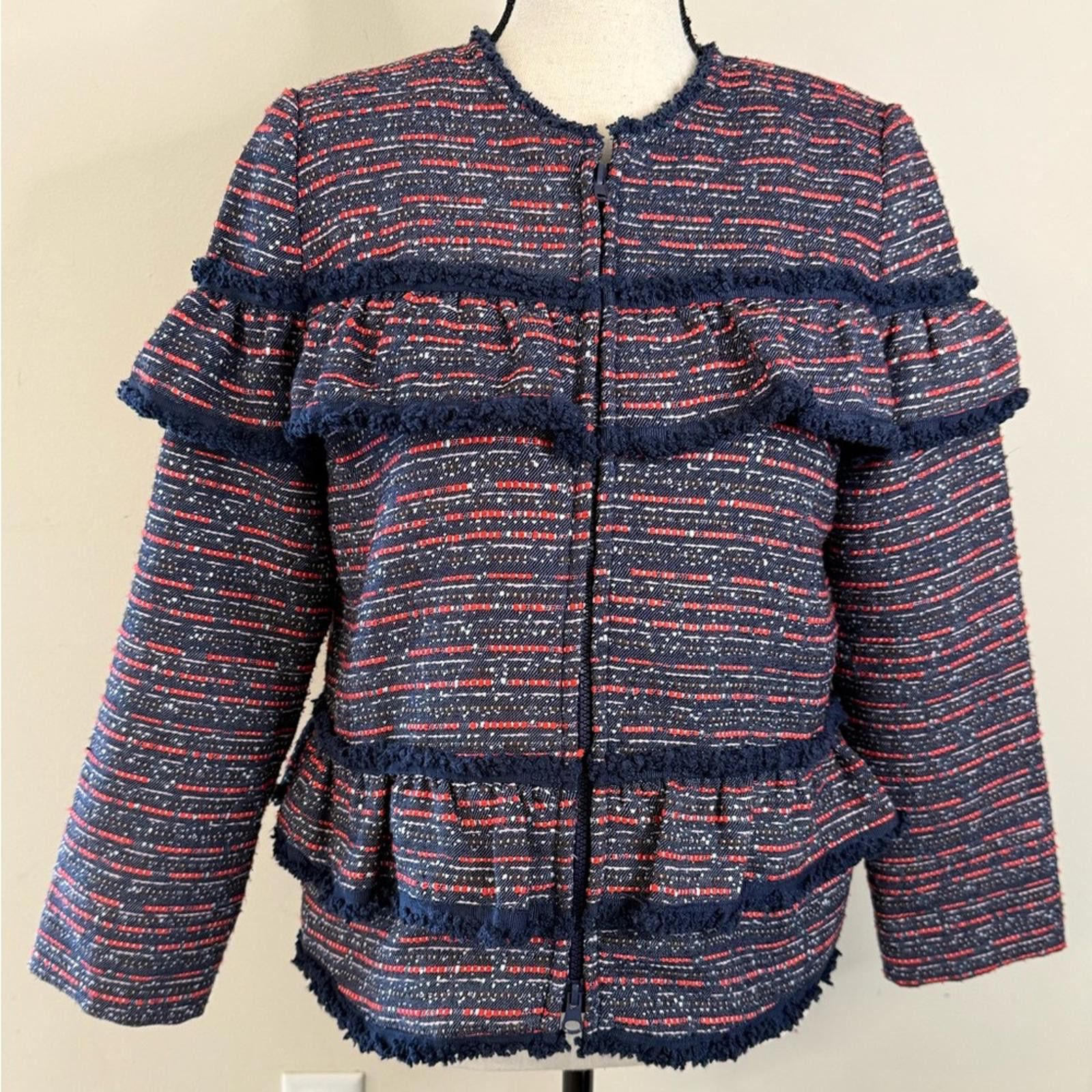Other Liza Byrd collarless zippered ruffled blazer jacket SZ M Size M / US 6-8 / IT 42-44 - 5 Thumbnail