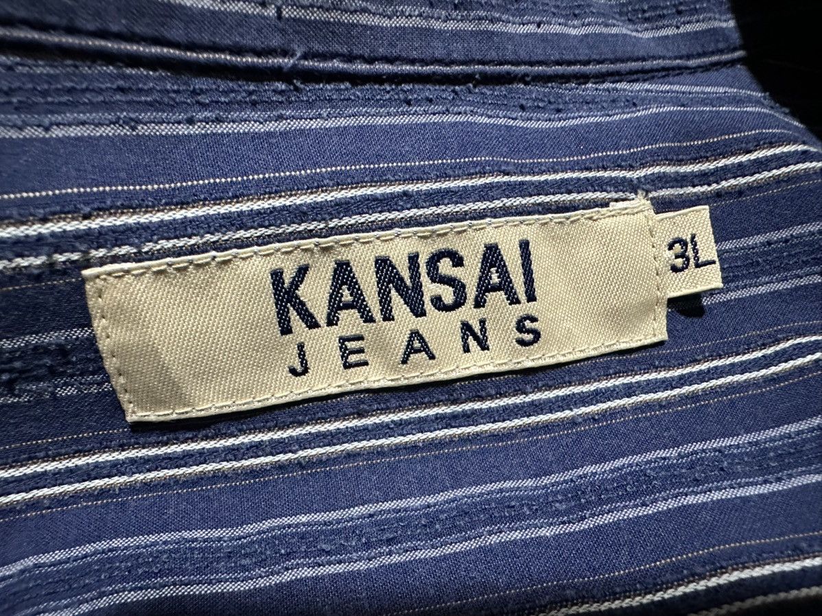 Japanese Brand 🔥Vintage Kansai Jeans Striped Open Collar Shirt Size US XL / EU 56 / 4 - 7 Thumbnail