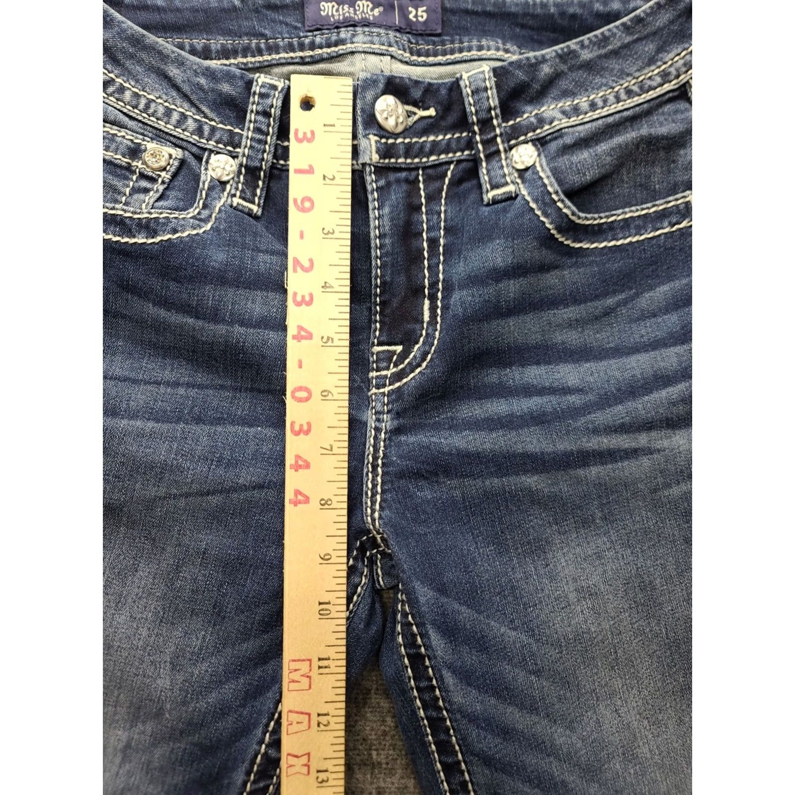 Miss Me Miss Me Jeans Womens 26x26 Boot Cut Mid Rise Embroidered Rhinestone Denim Blue 5-Pocket Country Western Cowgirl Womens Jeans Size 28" / US 6 / IT 42 - 5 Thumbnail