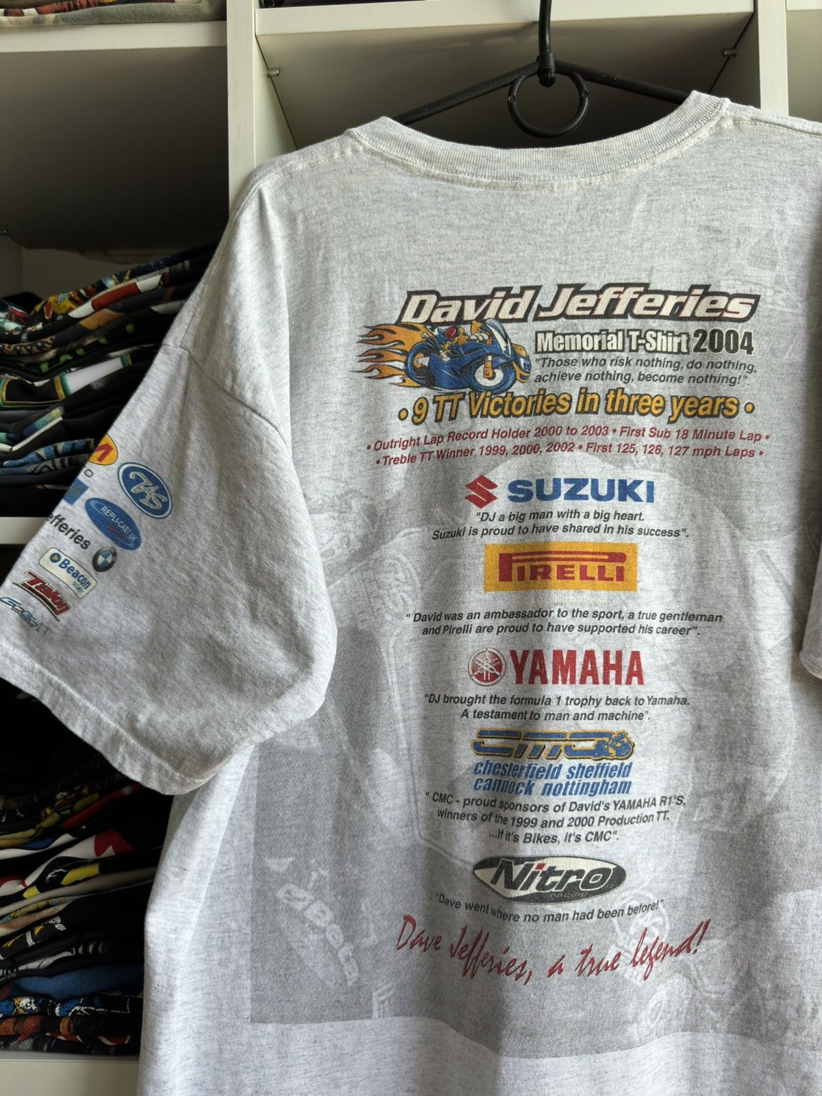 Honda Vintage 2003 David Jefferies Suzuki Racing T Shirt Size US XL / EU 56 / 4 - 6 Thumbnail