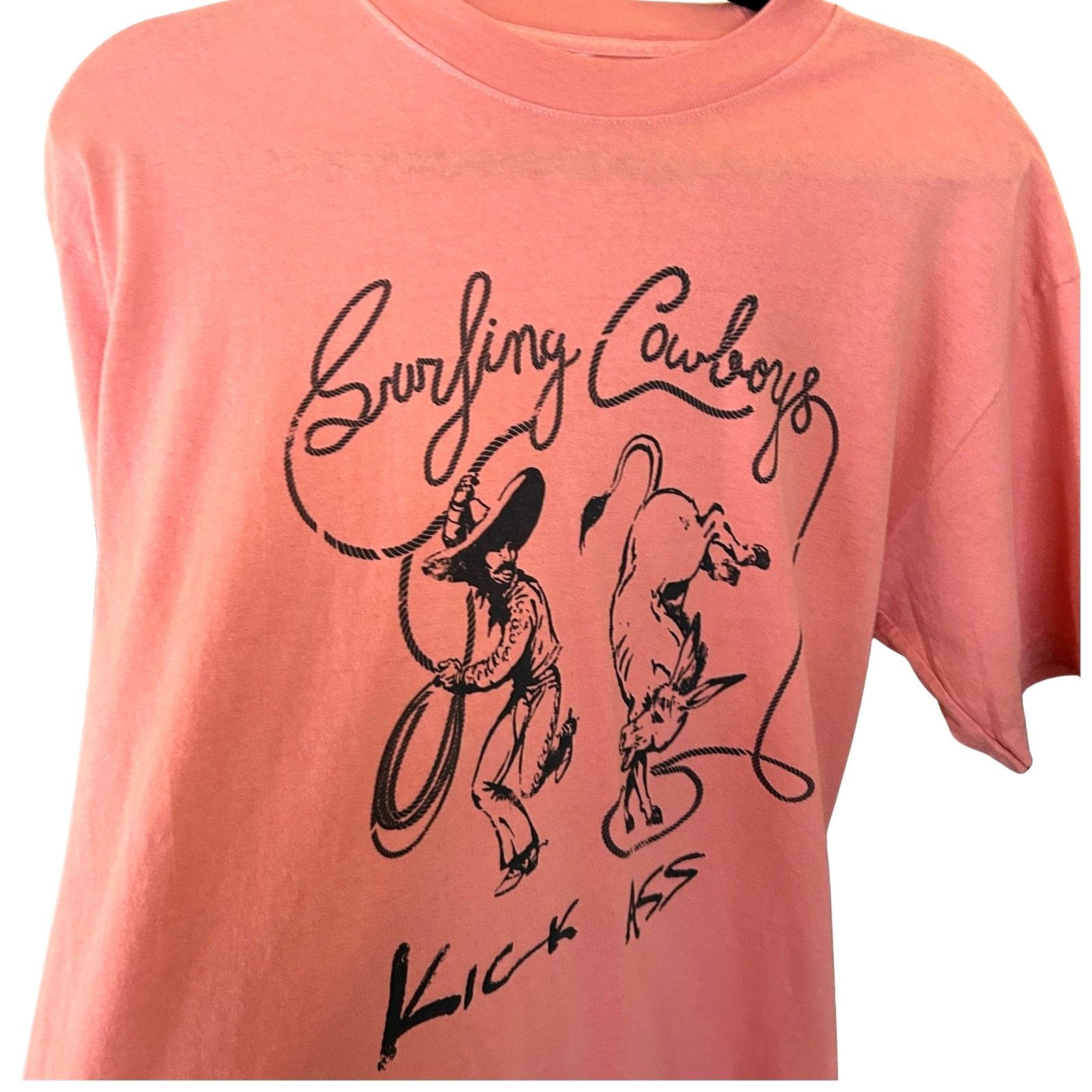 Vintage Surfing Cowboys Kick Ass Graphic Tee – Made in USA Size US M / EU 48-50 / 2 - 2 Thumbnail