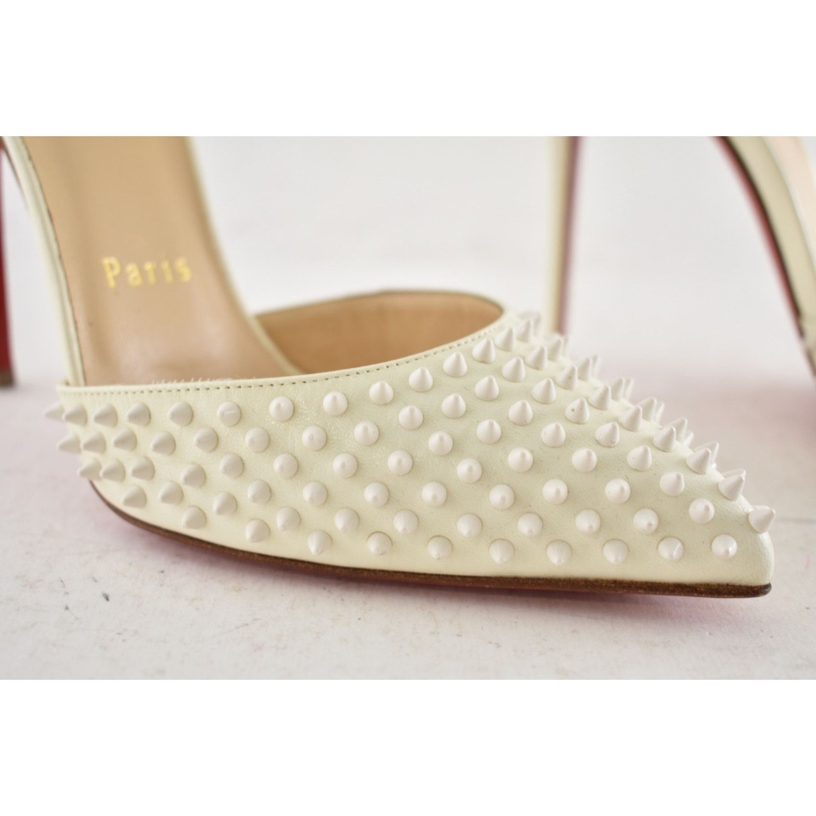 Christian Louboutin Christian Louboutin Baila Spike 100 Neige White Slingback Size US 6.5 / IT 36.5 - 5 Thumbnail