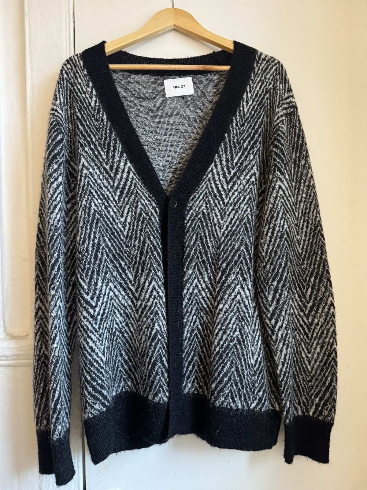 NN07 Zebra striped mohair cardigan Size US XL / EU 56 / 4 - 1 Thumbnail