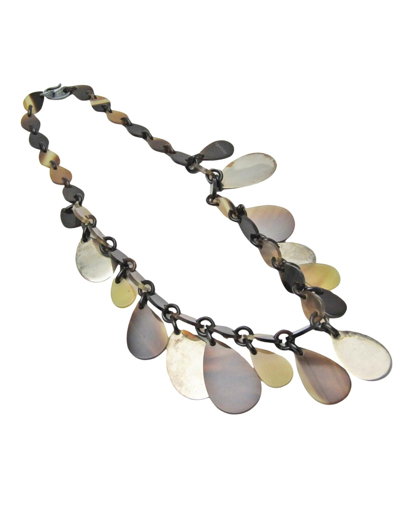 image of Hermes Exquisite Buffalo Horn And Sterling Silver Necklace, Women's