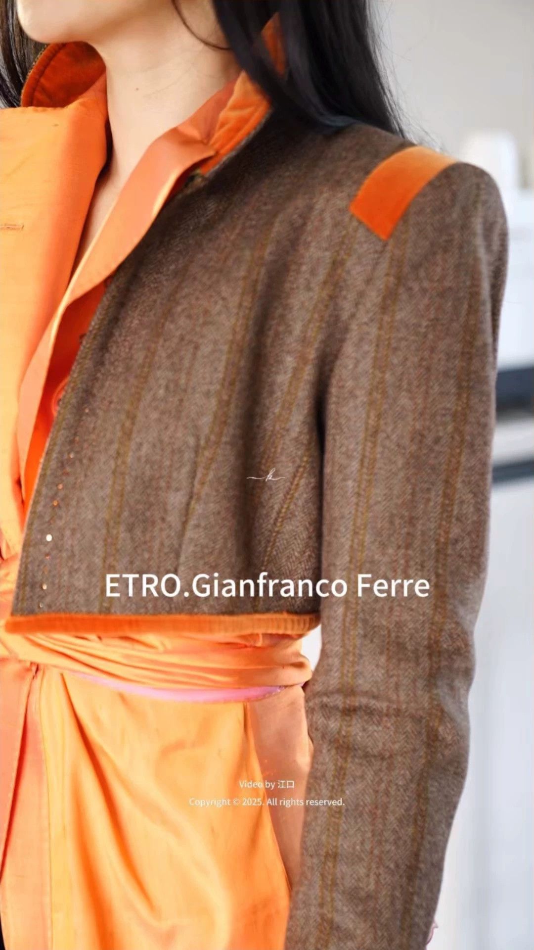 Etro Etro Vintage Warm Brown Wool Herringbone Velvet Short Blazer Size S / US 4 / IT 40 - 1 Thumbnail