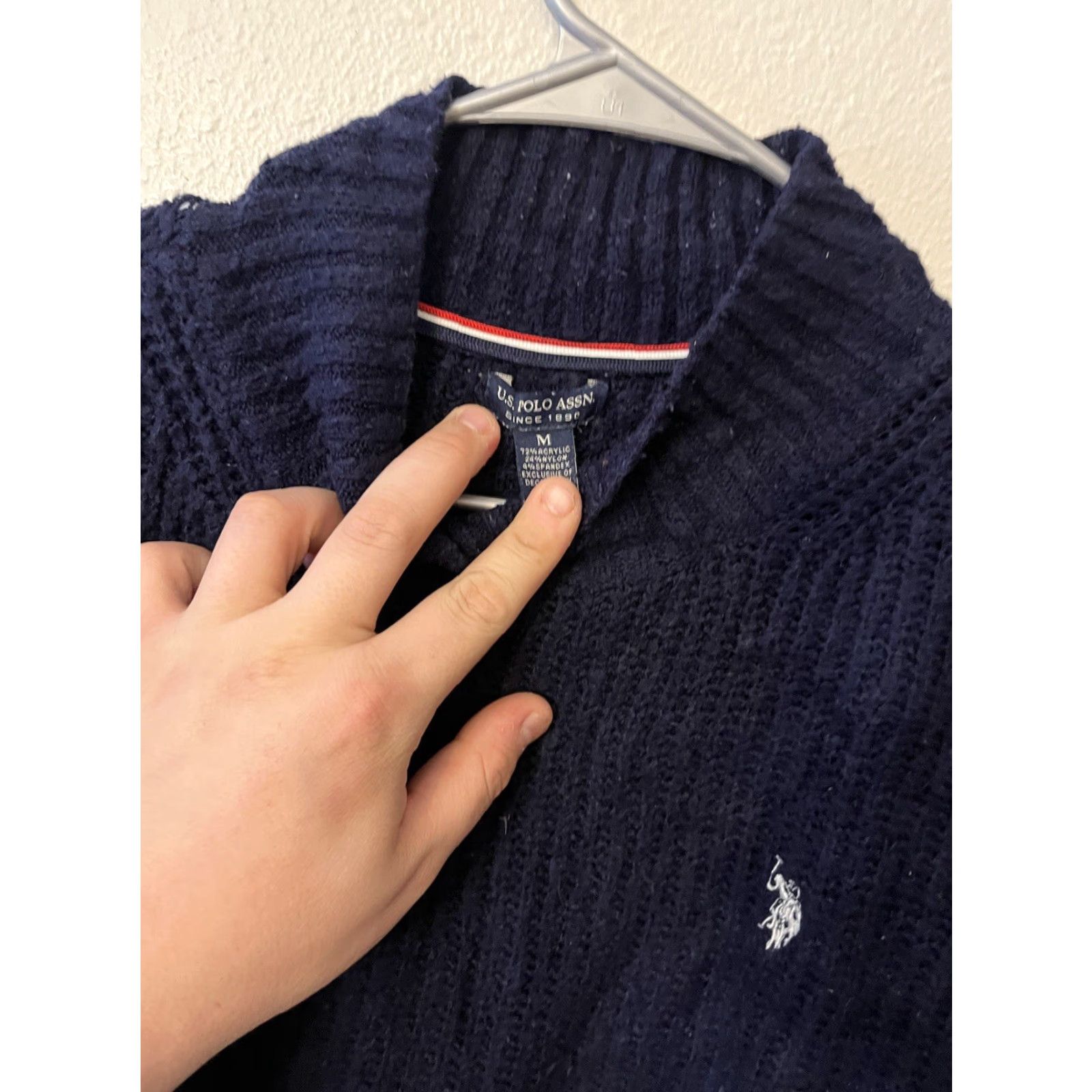 Vintage US Polo Assn Womens Sweater M Blue Long Sleeve Pullover Knit Ribbed Embroidered Logo Waist Turtleneck Size M / US 6-8 / IT 42-44 - 2 Thumbnail