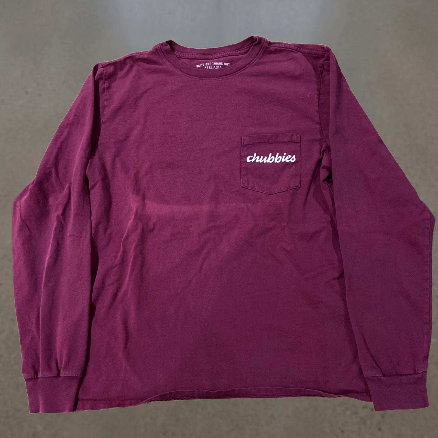 Chubbies Chubbies T-Shirt Crew Neck Long Sleeve Size M Weekend Sky/Thigh Out Red Size US M / EU 48-50 / 2 - 1 Thumbnail