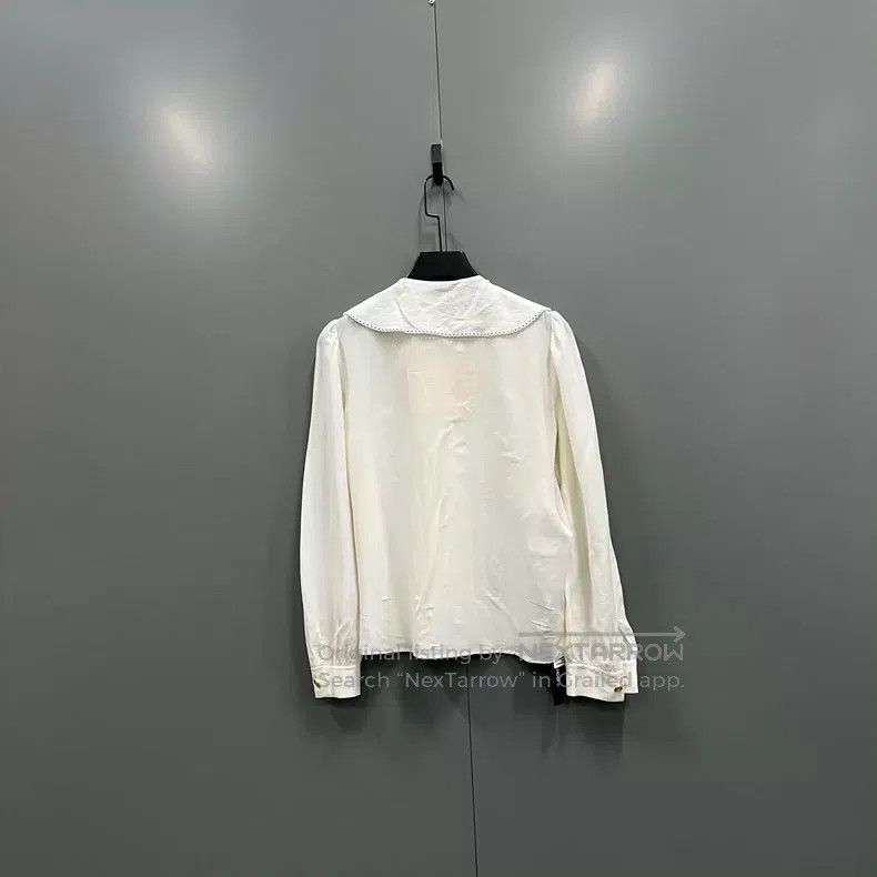 Miu Miu Miu Miu 38 Beige doll collar shirt Size M / US 6-8 / IT 42-44 - 2 Thumbnail