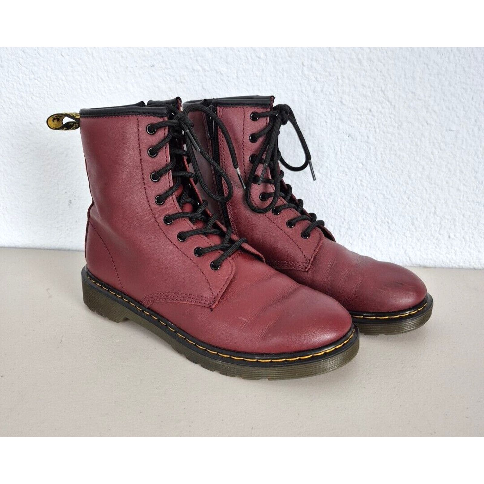 Dr. Martens Dr. Martens 1460 Y Combat Boots Womens US 7 Cherry Red Size US 7 / IT 37 - 1 Thumbnail