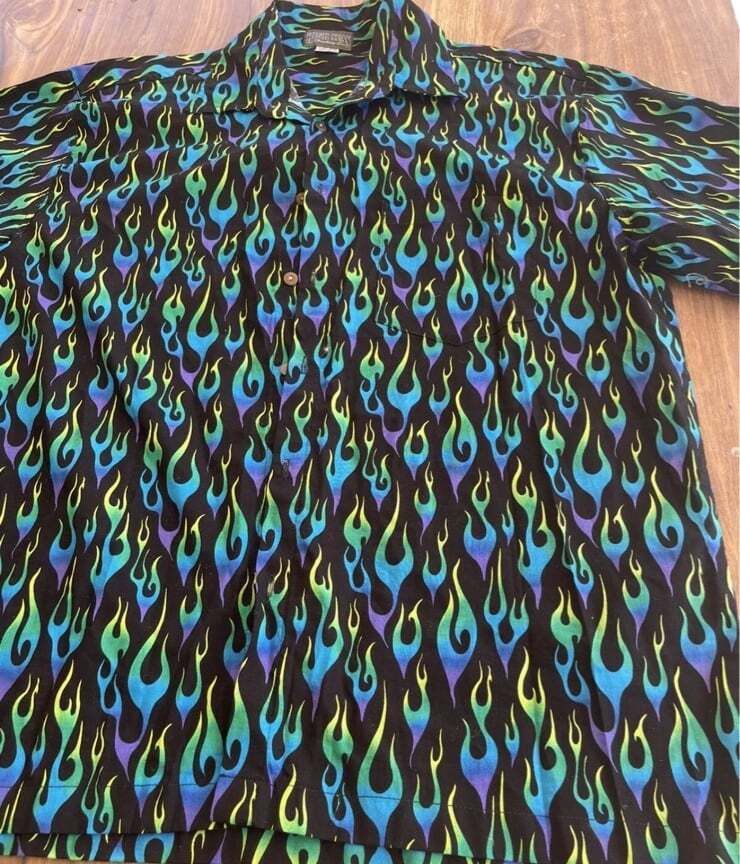 Designer × Vintage High Seas Trading Co Shirt Passion Fire Blue Green USA Size US XL / EU 56 / 4 - 2 Thumbnail