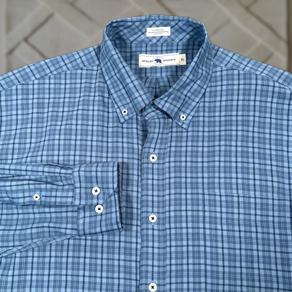 Vintage Onward Reserve Shirt Mens XL Red Plaid Button-Up Classic Fit Brushed Twill Performance Size US XL / EU 56 / 4 - 1 Thumbnail