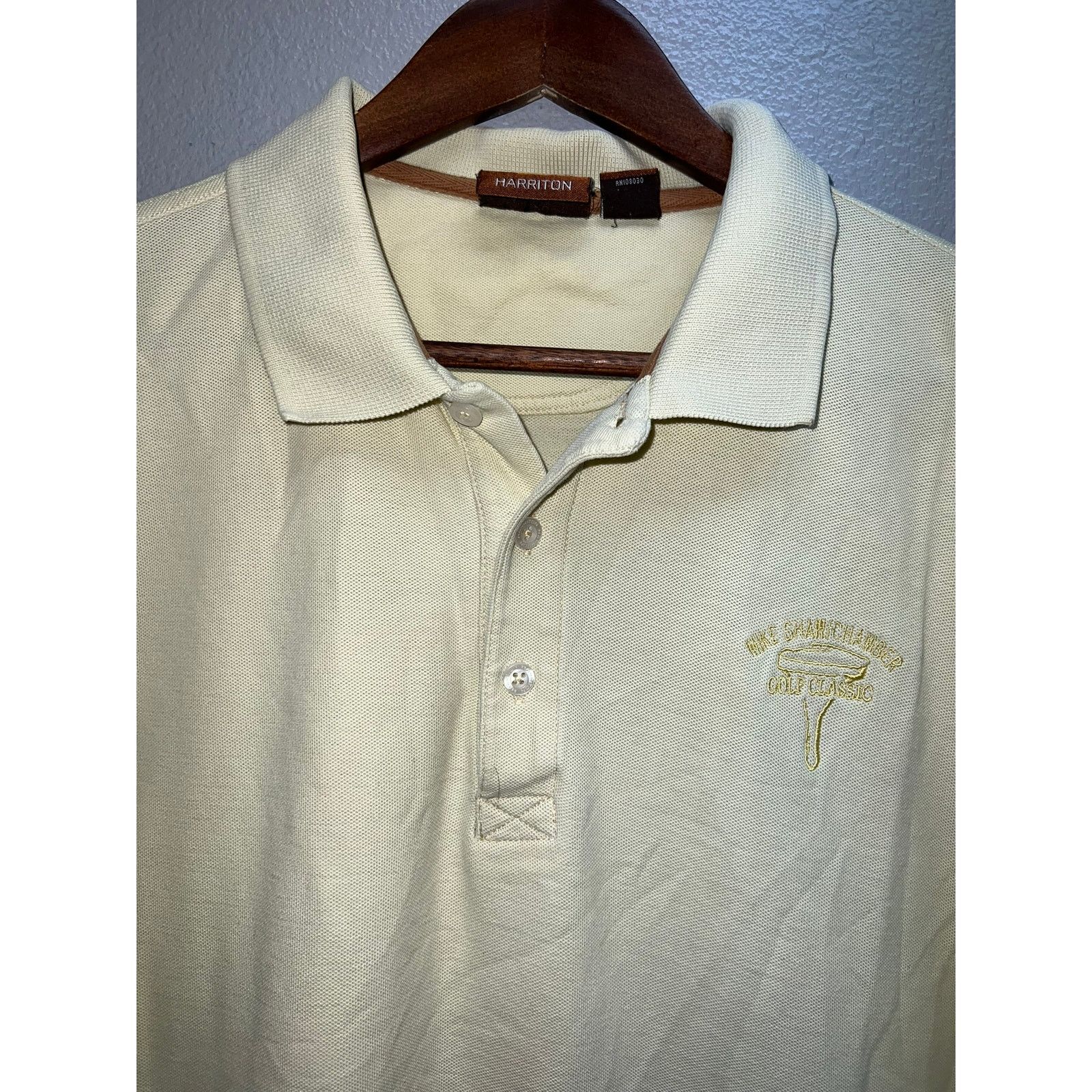 Harriton Vintage Harriton Yellow Polo Shirt Golf Golfing Mike Shaw L Size US L / EU 52-54 / 3 - 2 Thumbnail
