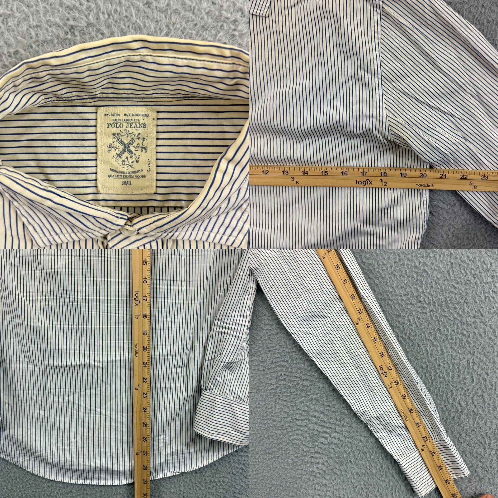 Polo Ralph Lauren VINTAGE Polo Ralph Lauren Shirt Mens Small Blue Striped 90s Long Sleeve Button Up Shirt Size US S / EU 44-46 / 1 - 8 Thumbnail