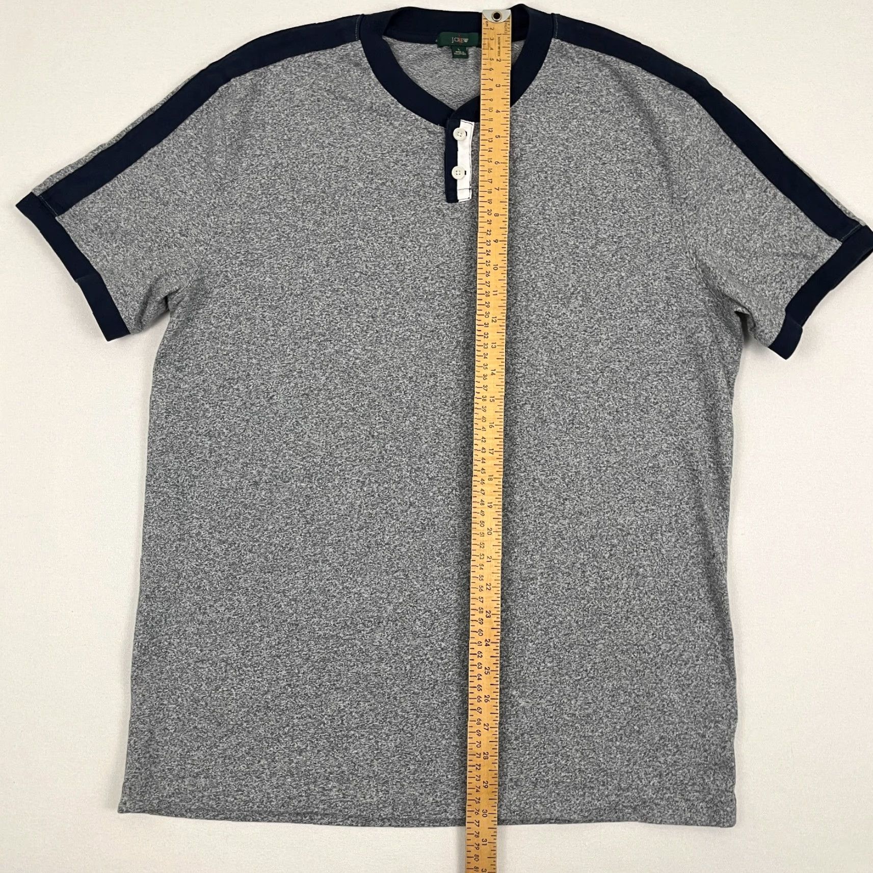 J.Crew J. Crew Oarsman Shirt Mens L Gray Blue Contrast Henley Short Sleeve Casual Prep Shirt Size US L / EU 52-54 / 3 - 4 Thumbnail