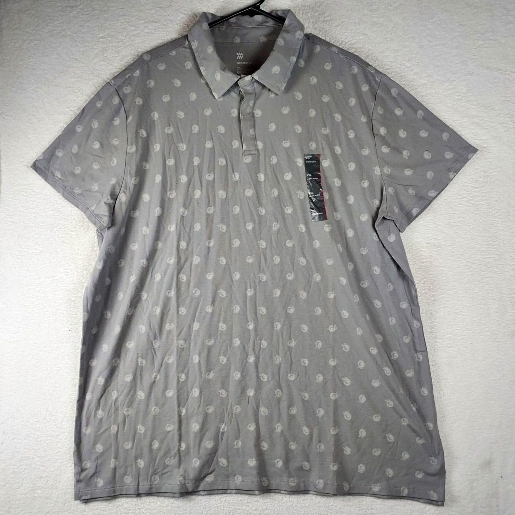 Vintage All In Motion Polo Shirt Mens XXL Gray Short Sleeve Moisture Wicking Quick Dry Golf Collared Button Closure Regular Fit Size US XXL / EU 58 / 5 - 2 Thumbnail
