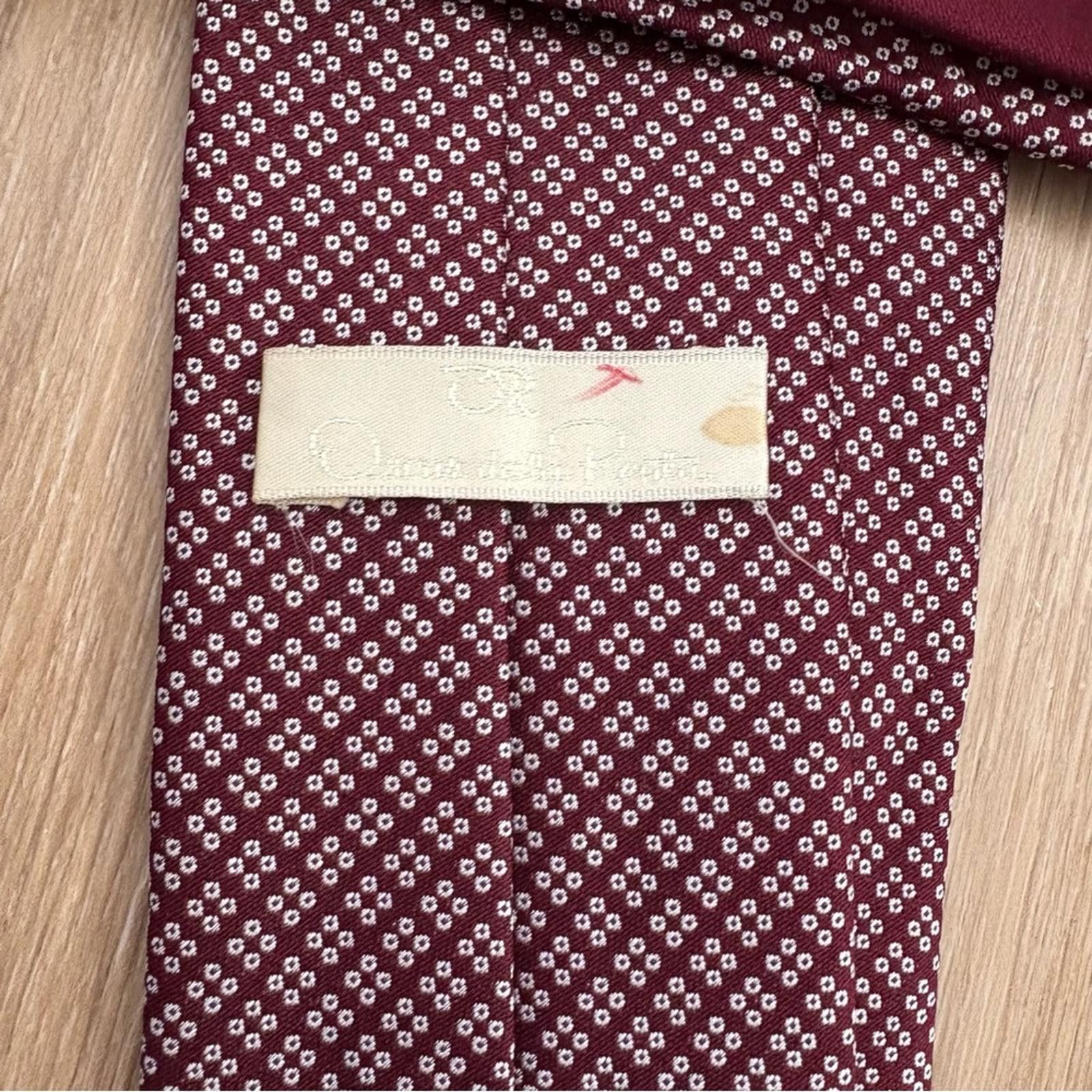 Oscar De La Renta Oscar de la Renta 1970s Vintage Burgundy Geometric Tie Size ONE SIZE - 2 Thumbnail