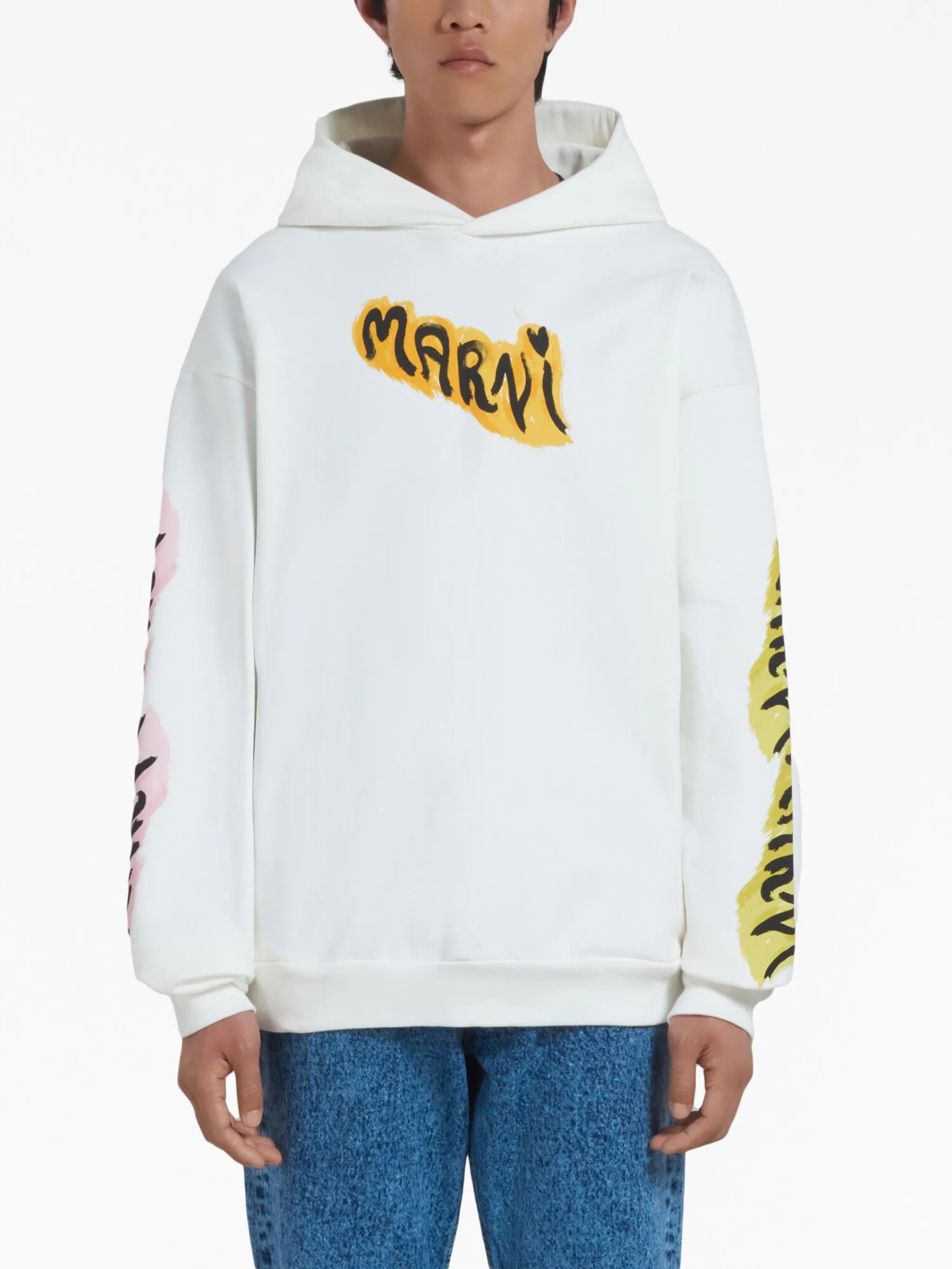 Marni o1y0225 Logo Hoodie in White Size US M / EU 48-50 / 2 - 3 Thumbnail