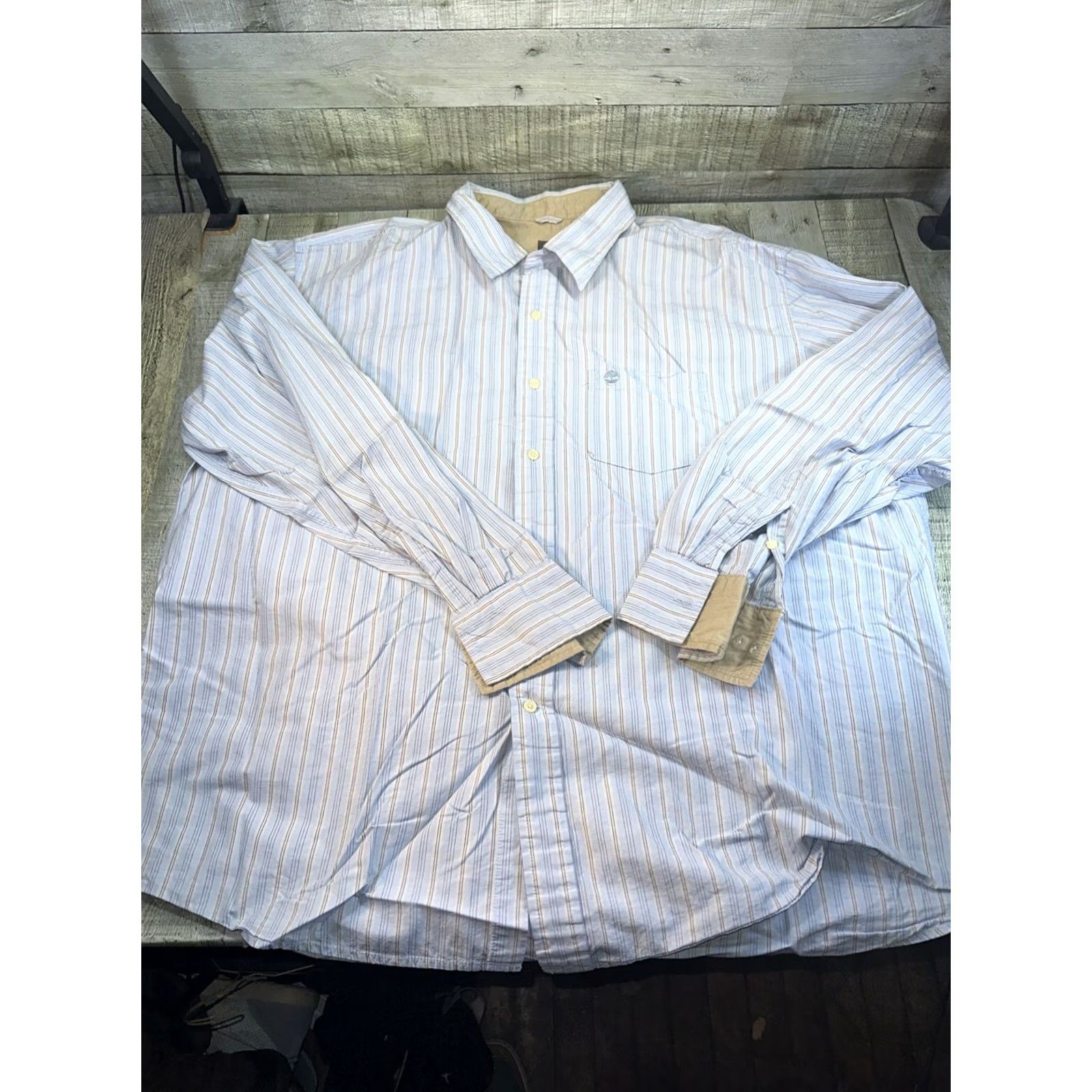 Timberland VINTAGE 90s Y2K Timberland Button-Up Shirt Blue 3XL Big & Tall Mens Long Sleeve Size US XXL / EU 58 / 5 - 2 Thumbnail