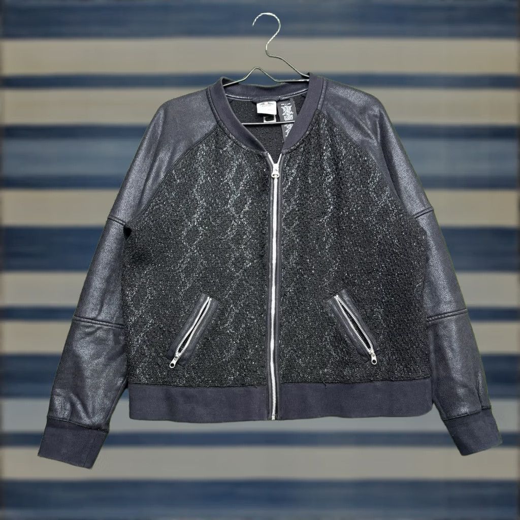 Harley Davidson Harley-Davidson Jacket Womens 2XL Black Bomber Zip Full Zip Pockets Solid Leather Faux Reptile Metallic Style Size XXL / US 16-18 / IT 52-54 - 1 Thumbnail