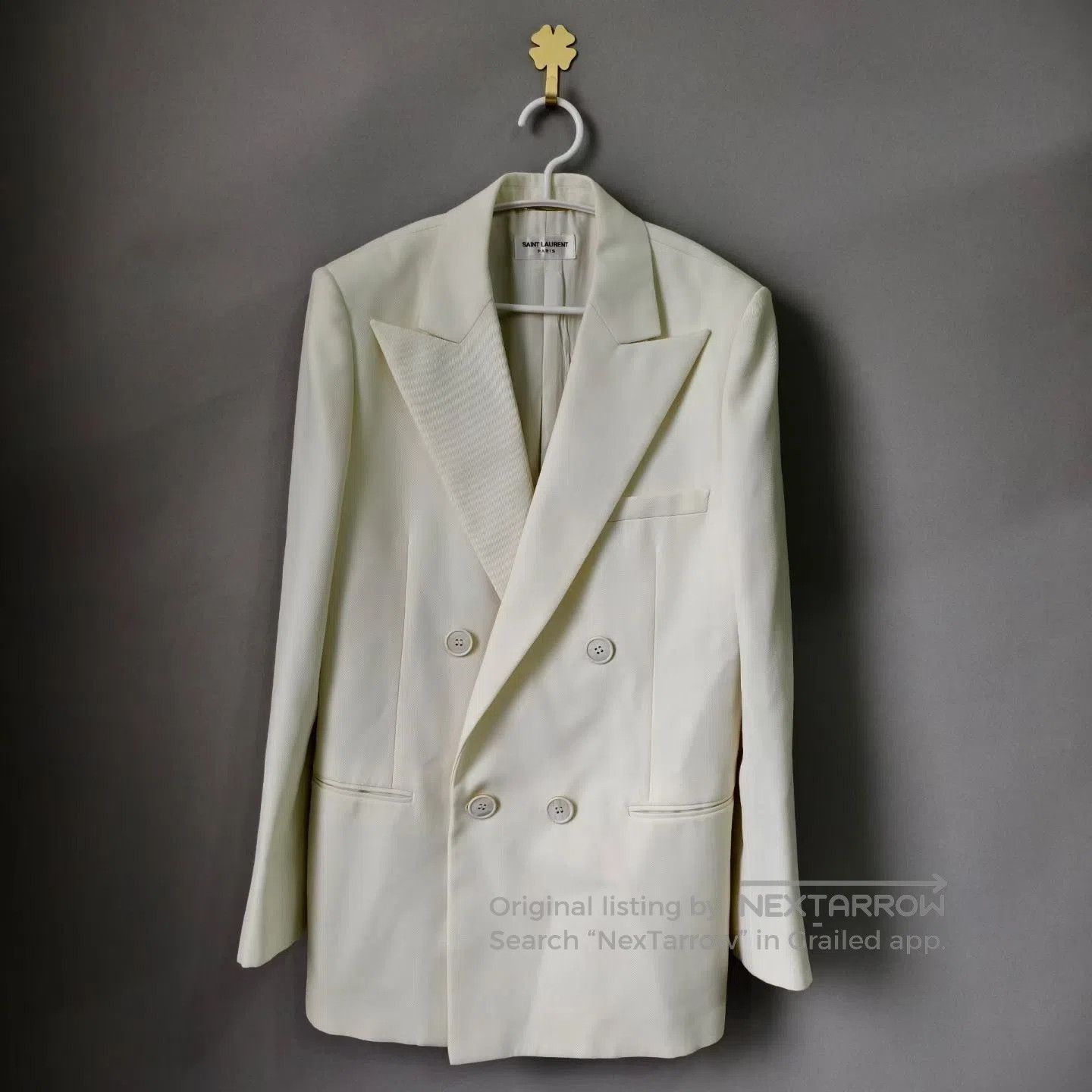 Saint Laurent Paris Saint Laurent Cream Double-Breasted Blazer. Size S / US 4 / IT 40 - 1 Thumbnail