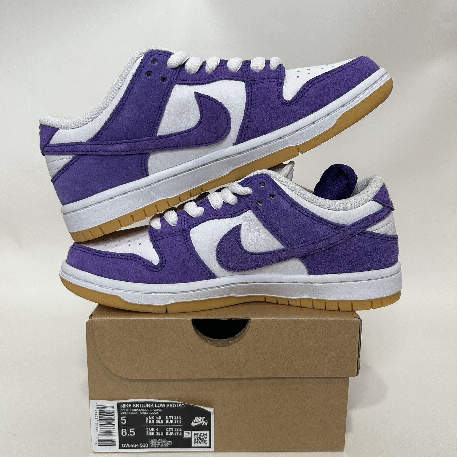 Nike Nike SB Dunk Low Pro ISO Orange Label “Court Purple Gum” Size US 5 / EU 37 - 2 Thumbnail