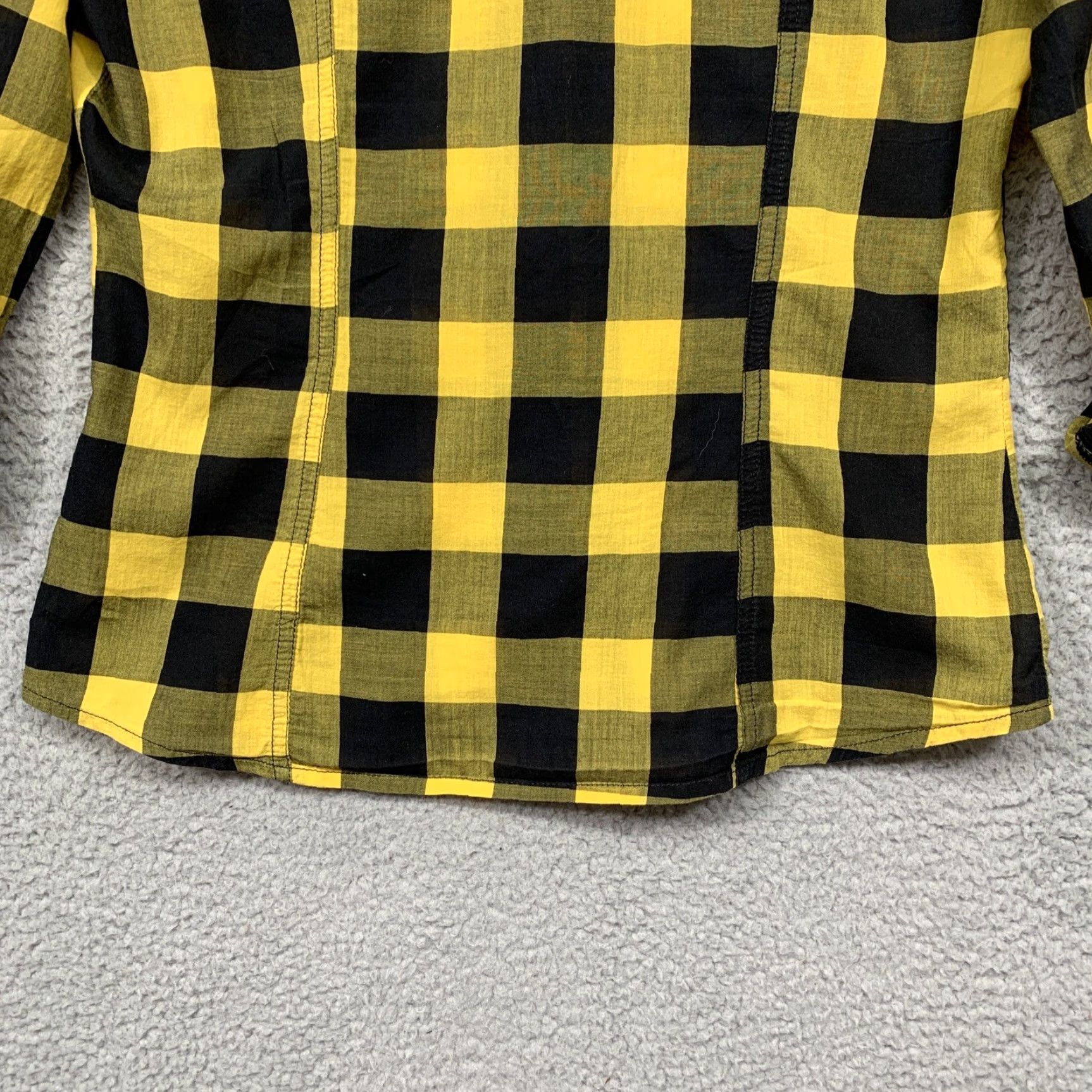 Vintage Rue21 Women’s Blouse Small Yellow Black Plaid 3/4 Sleeve Pockets V-Neck Shirt Womens Size S / US 4 / IT 40 - 7 Thumbnail