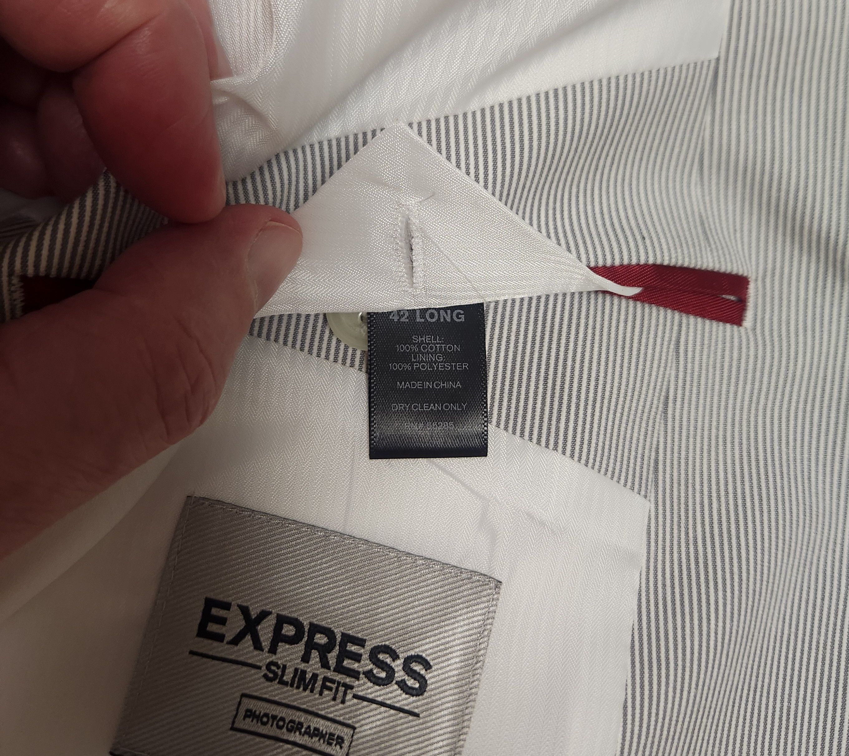 Express NWT sport coat 42L Express cotton seersucker stripe Size 42L - 9 Thumbnail