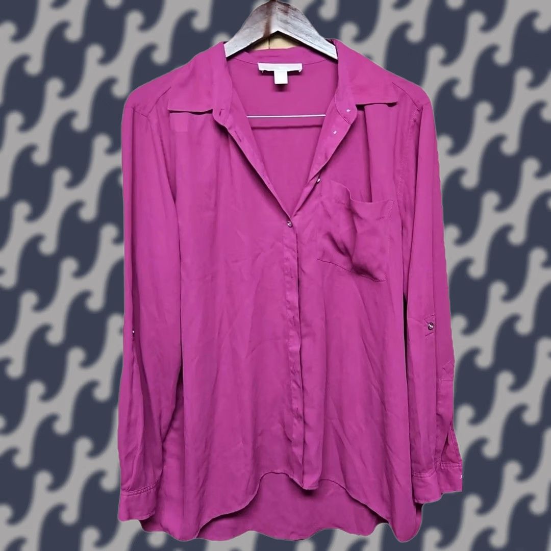 Michael Kors MICHAEL MIKHAEL Kors XL Purple/Violet Long Sleeve Button-Up Blouse Women Casual Work Regular Victory? Size XL / US 12-14 / IT 48-50 - 1 Thumbnail