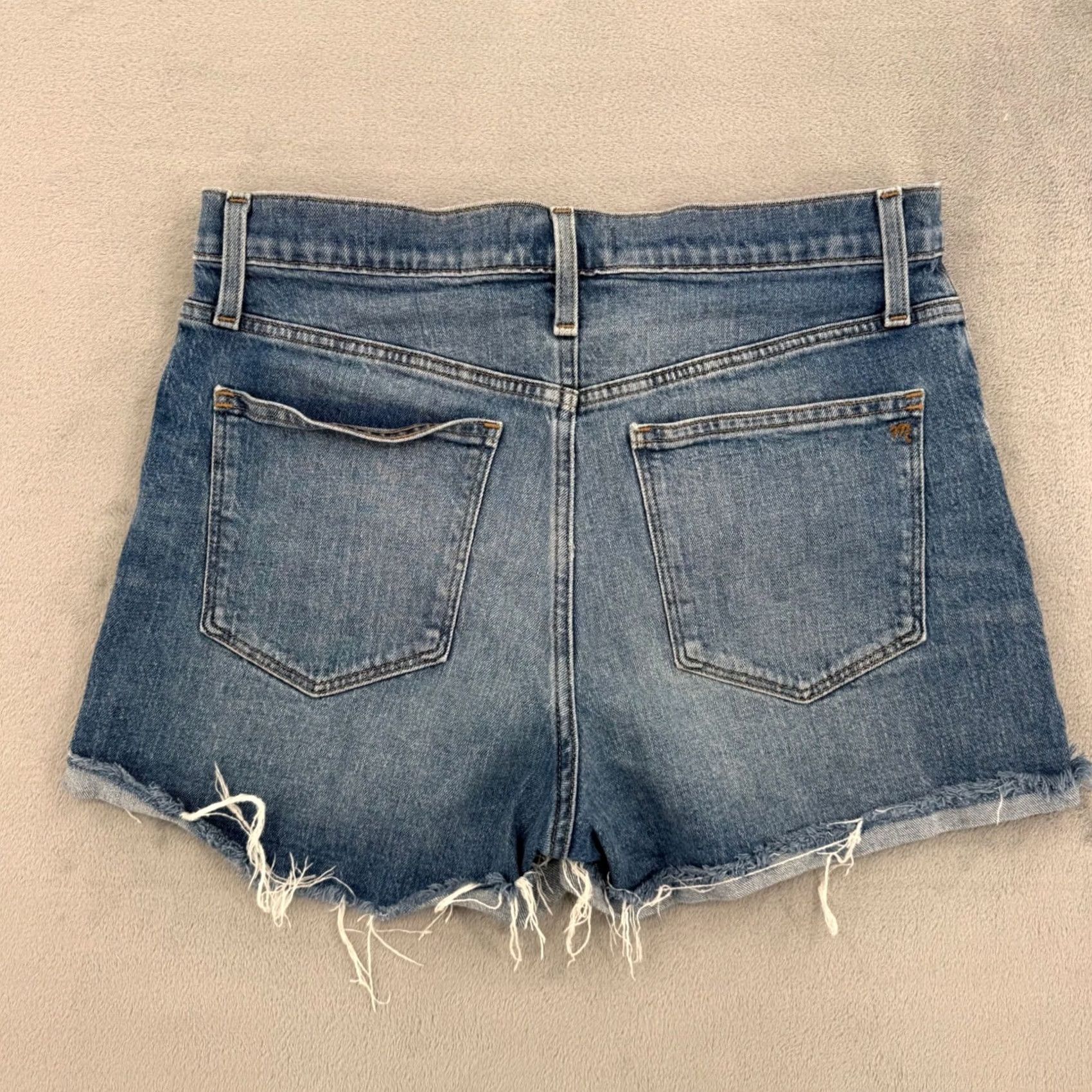 Madewell Madewell High-Rise Denim Shorts Button Fly Raw Hem Medium Wash Women's 29 Size 24" / US 00 / IT 34 - 6 Thumbnail