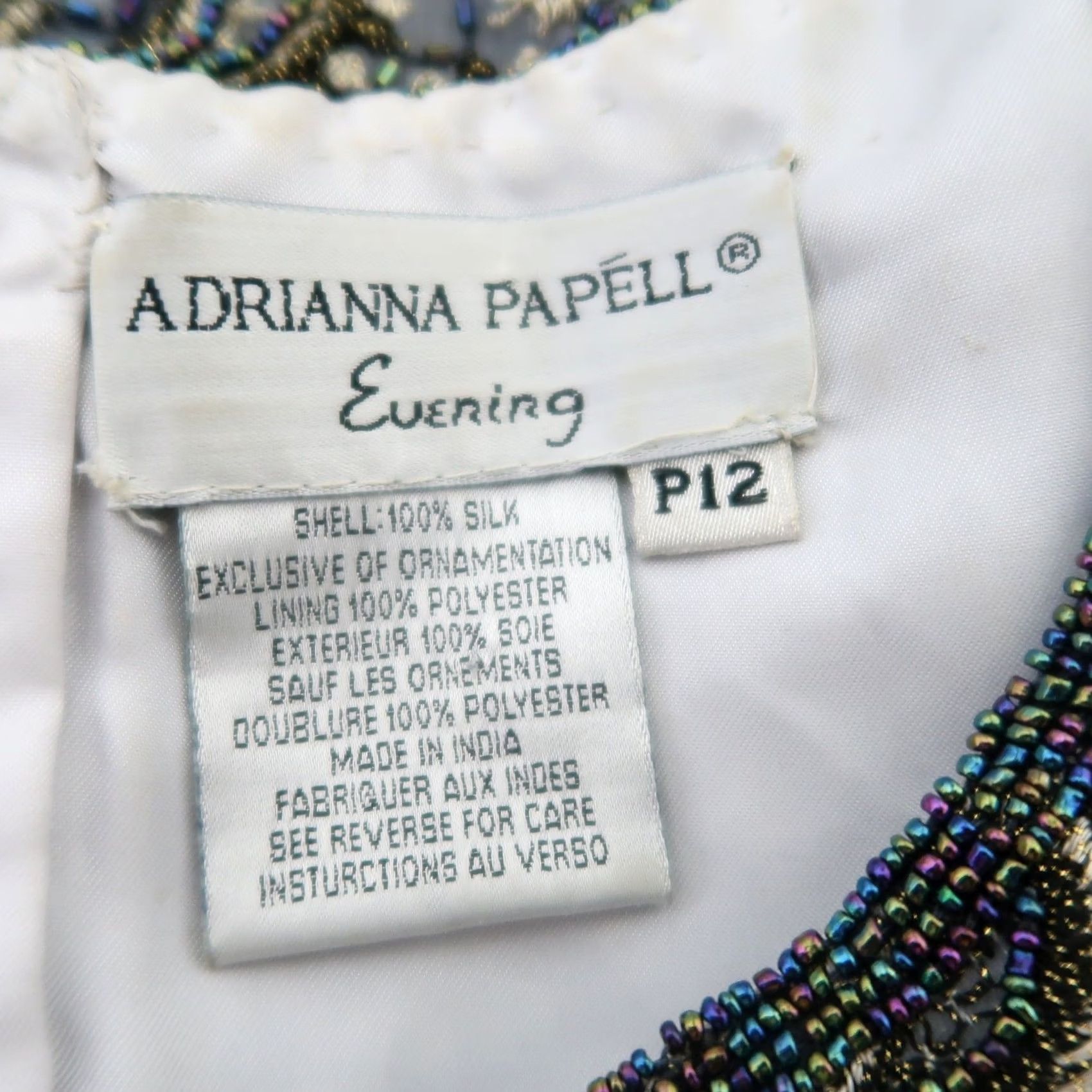 Adrianna Papell VINTAGE Adrianna Papell Shirt Petites 12P Silk Gray Blue Paisley Beaded Top Womens Size XL / US 12-14 / IT 48-50 - 6 Thumbnail