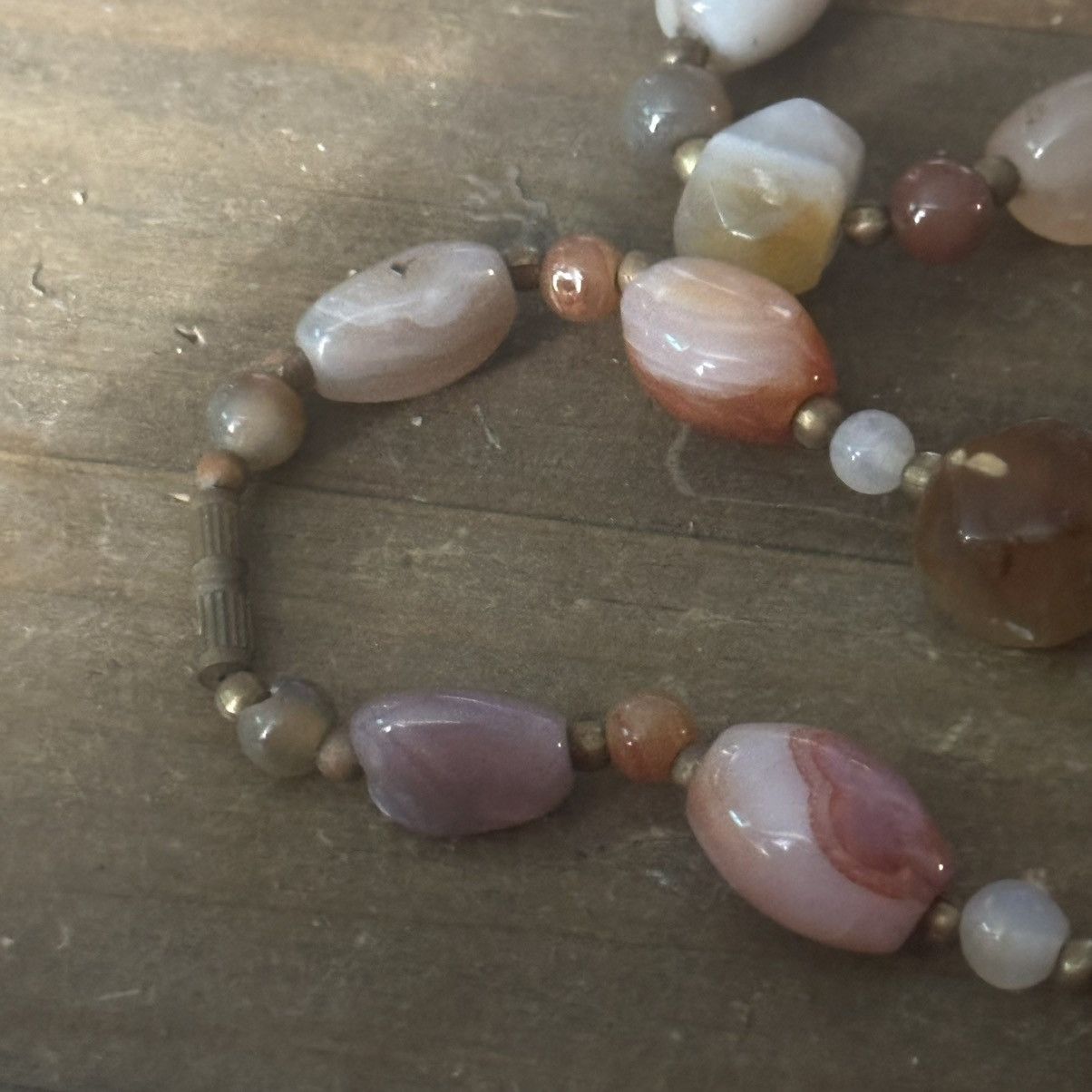 Vintage Vintage polished agate bead necklace Size ONE SIZE - 4 Thumbnail