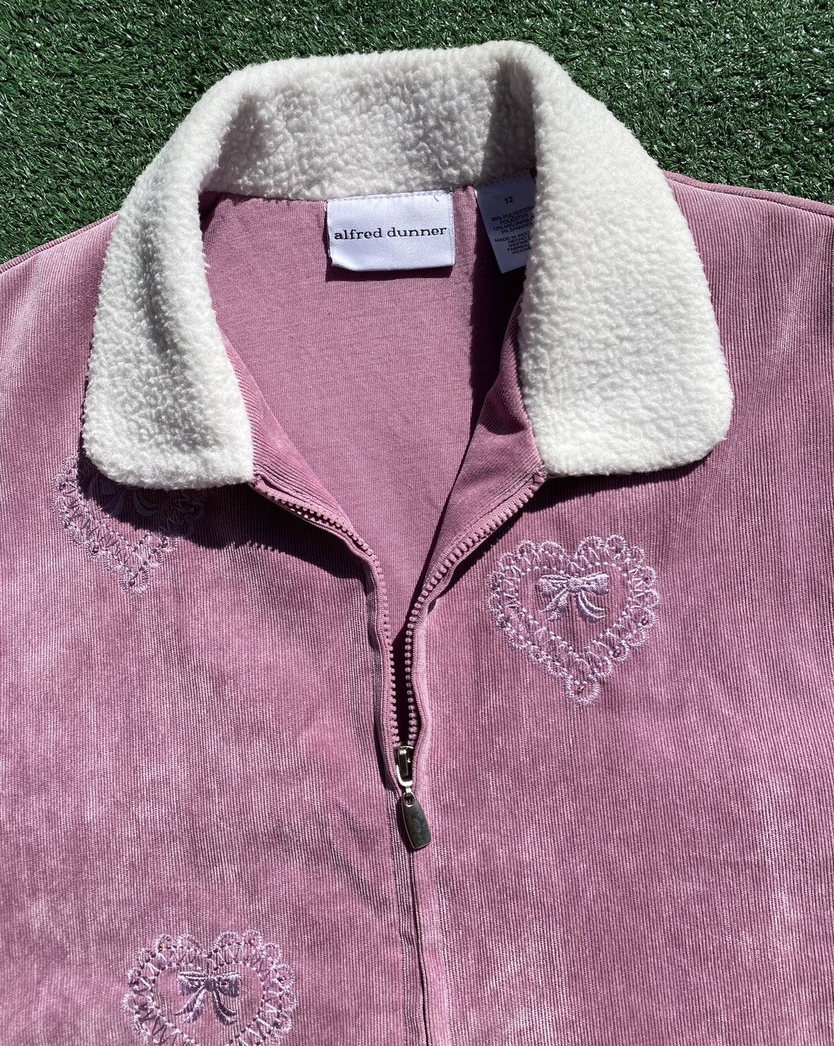 Other VTG Y2K Alfred Dunner Hearts Ribbons Corduroy Vest Womens Lg Size L / US 10 / IT 46 - 2 Thumbnail