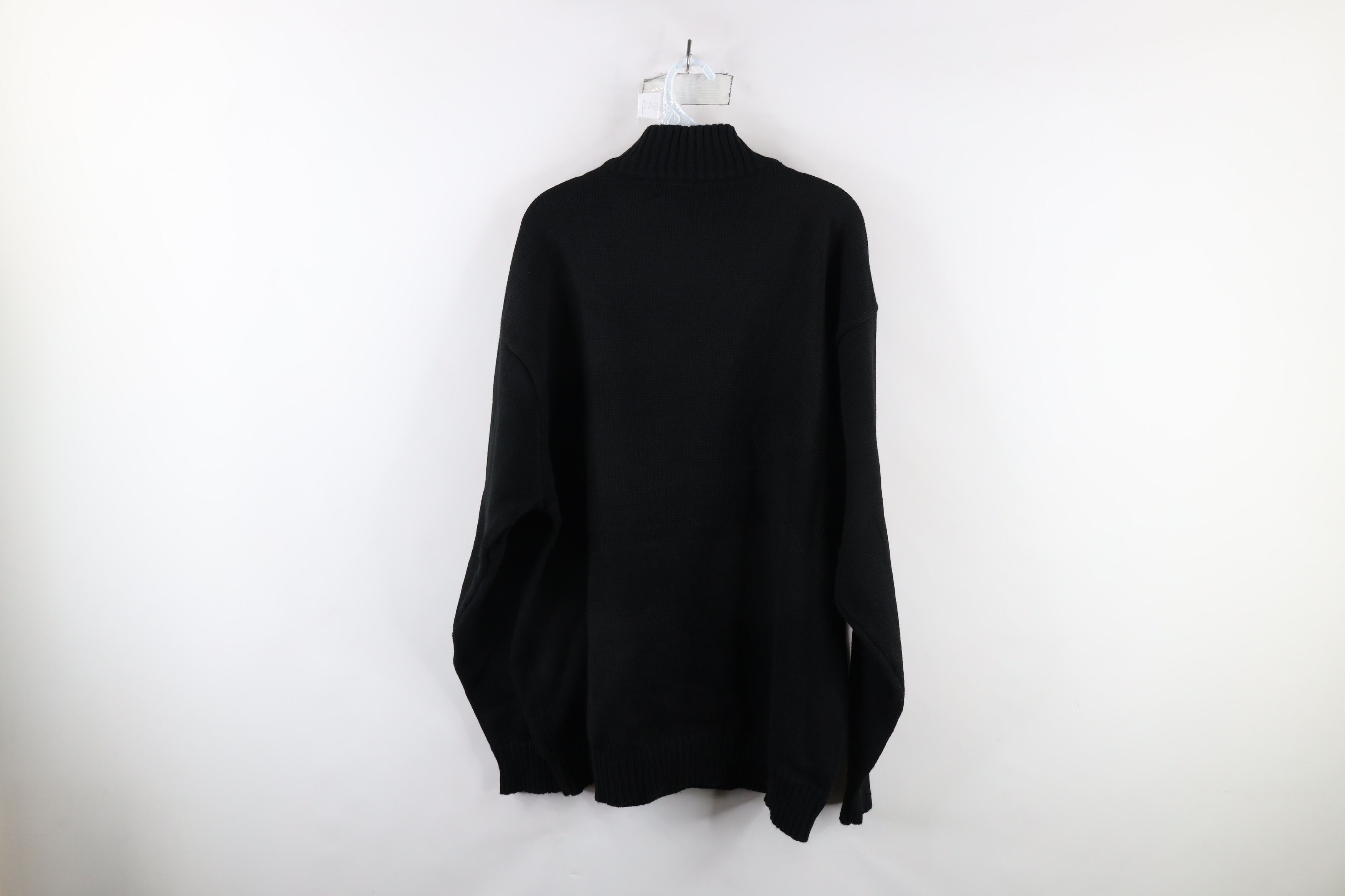 Vintage Vintage 90s Streetwear Diamond Mock Neck Knit Sweater Black Size US XL / EU 56 / 4 - 8 Thumbnail