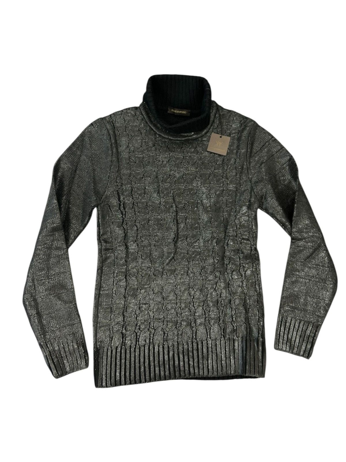 Other Primo Emporio Italy - Metallic Silver Coated Turtleneck Size US L / EU 52-54 / 3 - 2 Thumbnail