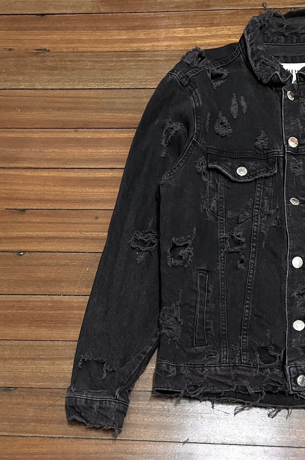 Zara Rare Design Brand Zara Distressed Denim Trucker Jacket 2000s Size US M / EU 48-50 / 2 - 5 Thumbnail