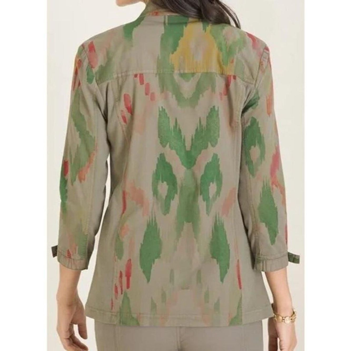 Chicos Chico's Zenergy Ikat Utility Camo 3/4 Sleeves Jacket Size 3 Size XL / US 12-14 / IT 48-50 - 3 Thumbnail