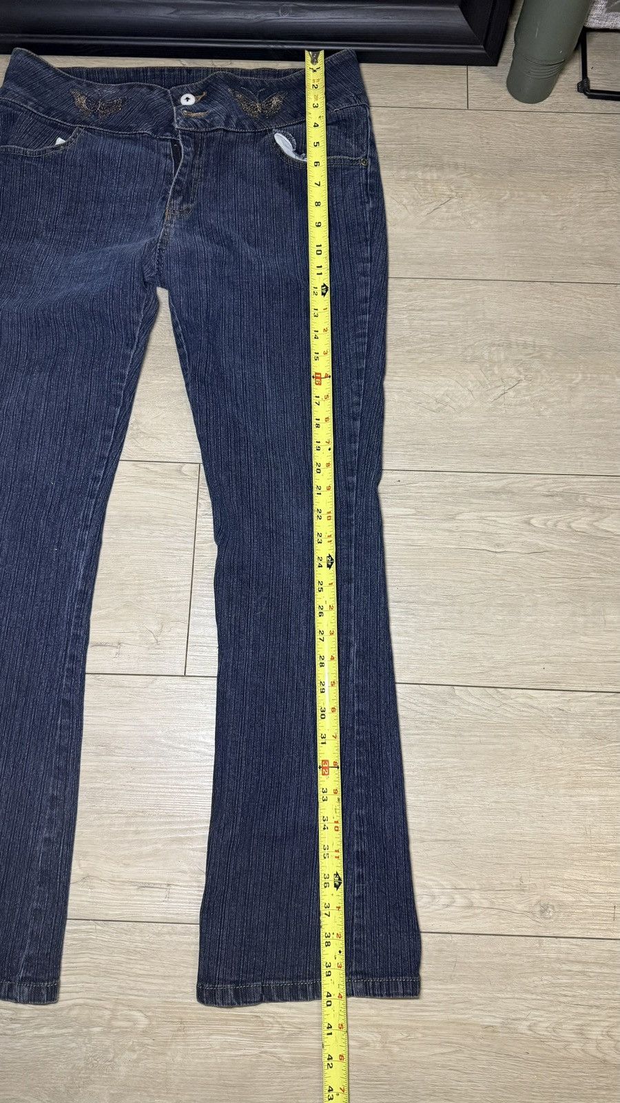 Ed Hardy Y2K 2000s Women’s 17/18 Butterfly AOP Flared Denim Jeans Size 40" / US 18 - 4 Thumbnail