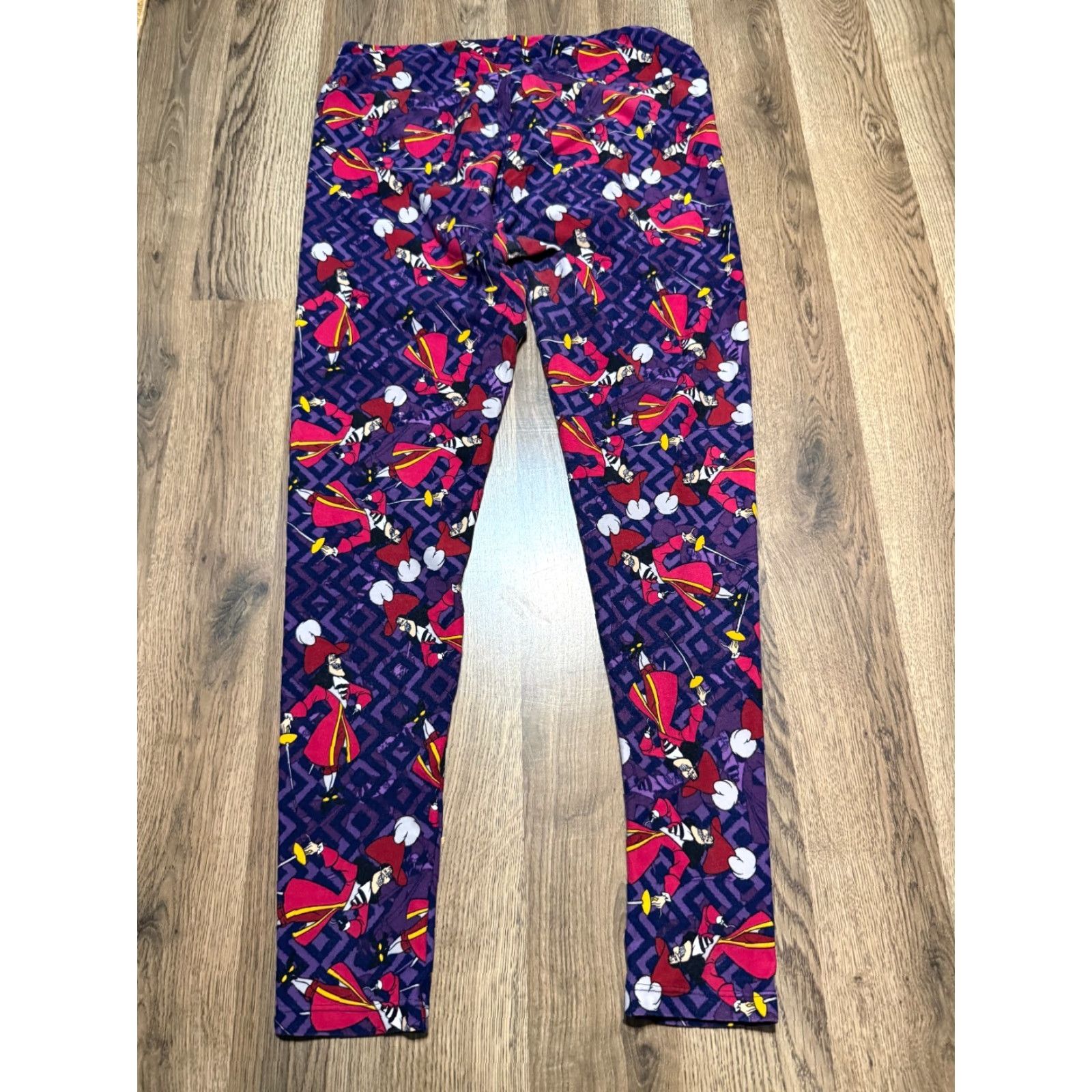 Vintage LuLaRoe Pants Women's Tall & Curvy 2 Blue Red Captain Hook Pull On Leggings Size 26" / US 2 / IT 38 - 2 Thumbnail