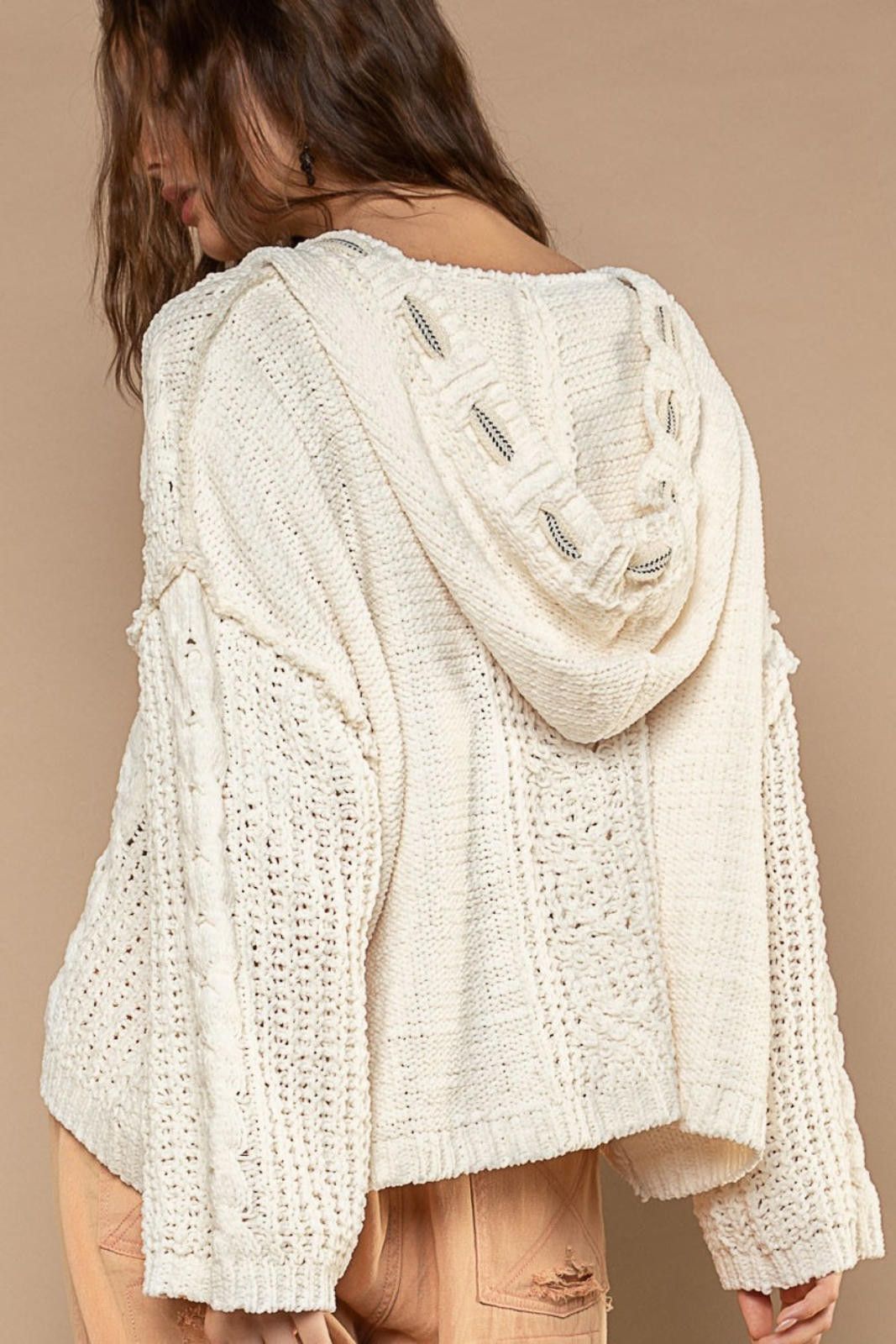 Polo Ralph Lauren POL Women's Cream Cable Knit Hoodie Sweater Size Small Size S / US 4 / IT 40 - 2 Thumbnail