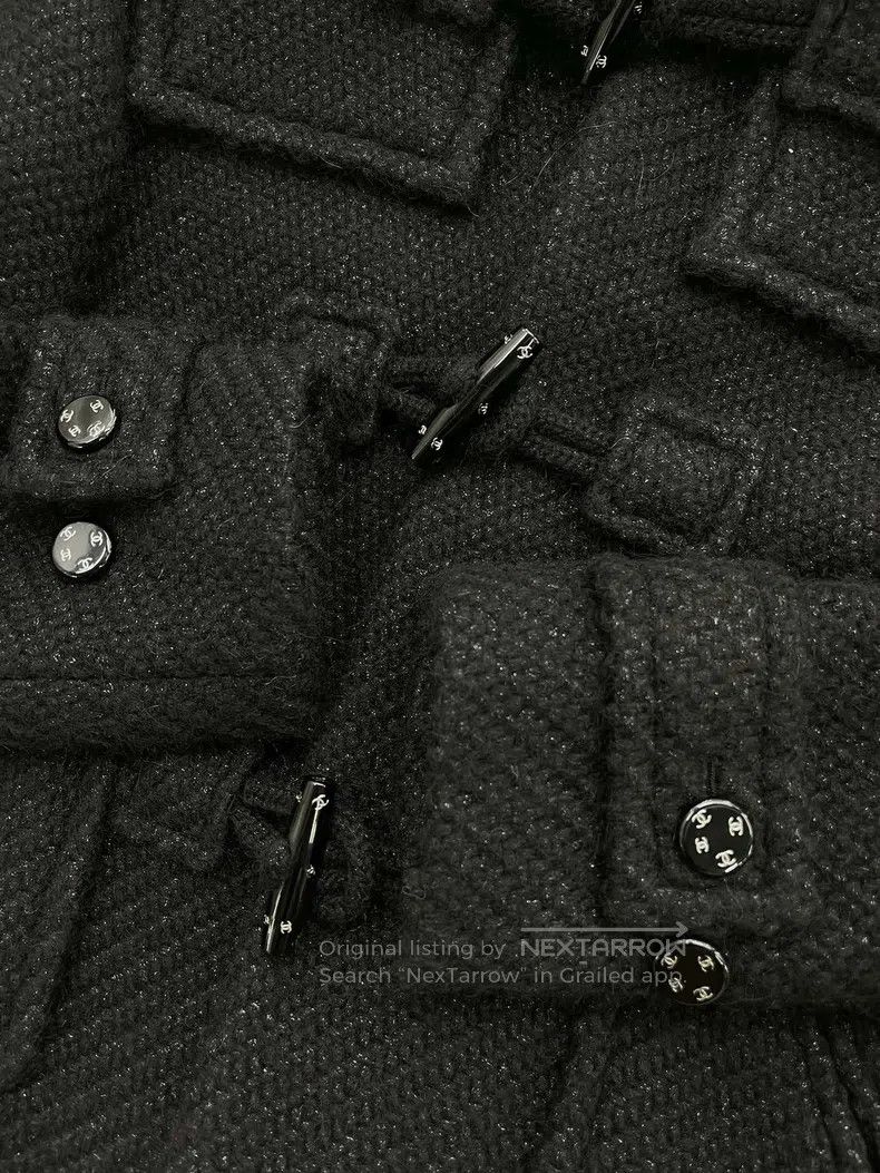 Chanel Chanel Black ox horn buckle hooded college tweed jacket Size XXS / US 00 / IT 34 - 4 Thumbnail