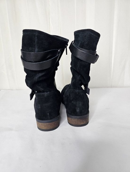 Other Eric Michael Black Suede Slouchy Boots Boho Moto Booties Size US 11 / IT 41 - 5 Thumbnail