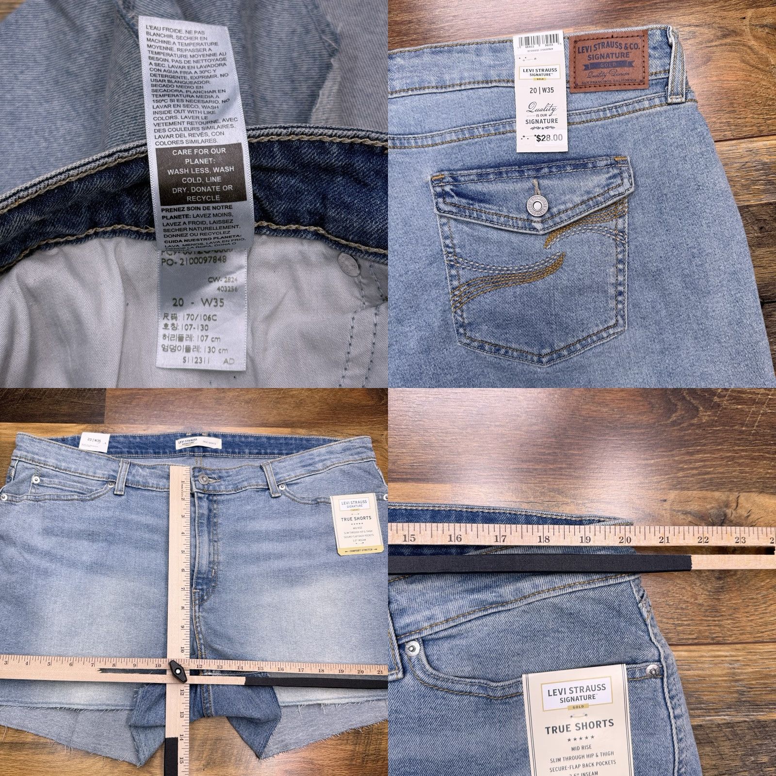 Vintage Levis Signature Gold True Shorts 20 3.5 Inseam Mid Rise Stretch 35W Denim Blue Womens Regular Casual Vintage No Size 42" / US 20 - 8 Thumbnail