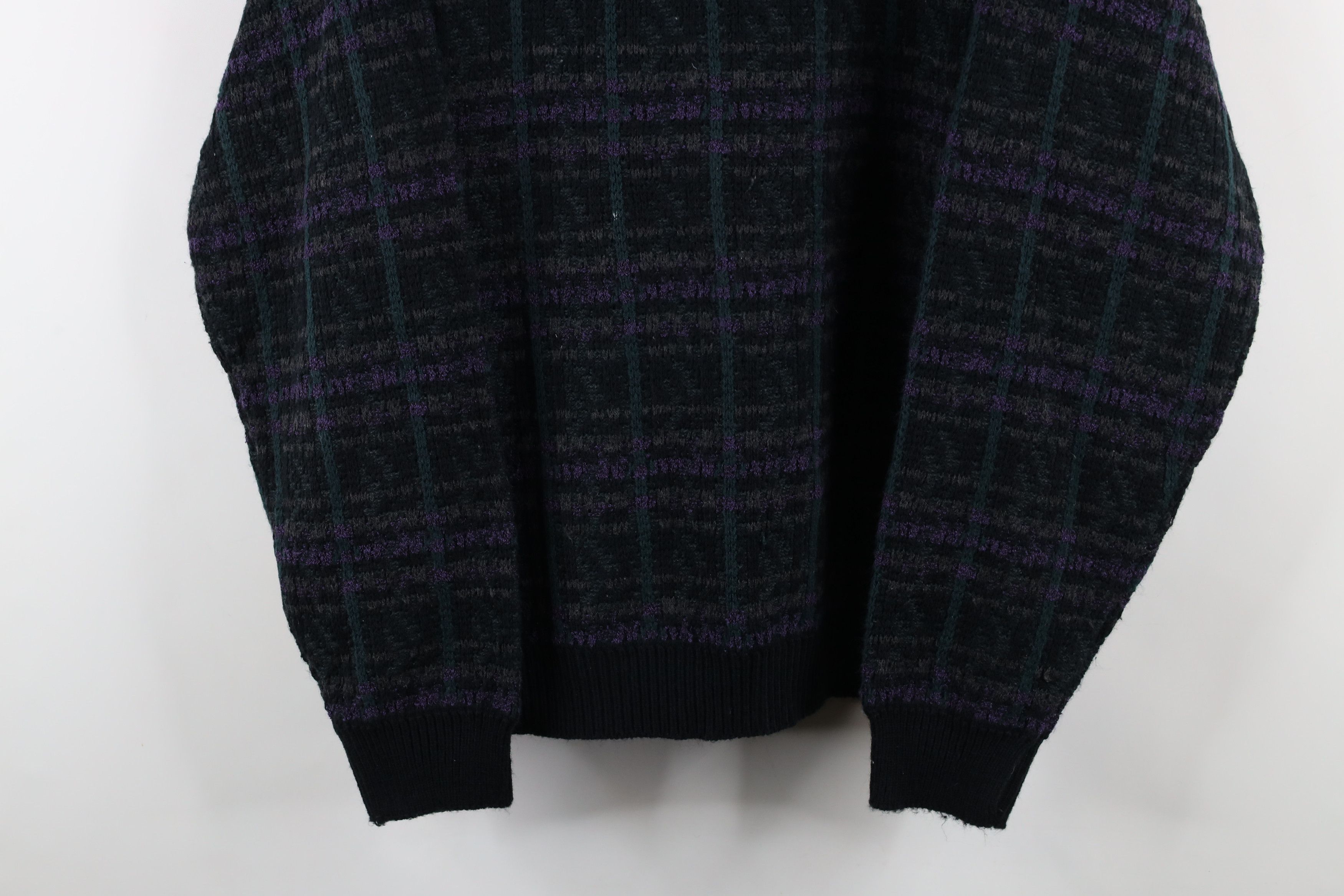 Vintage Vintage 90s Streetwear Rainbow Plaid Knit Crewneck Sweater Size US XXL / EU 58 / 5 - 3 Thumbnail