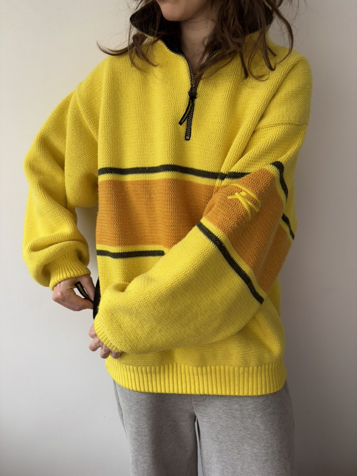 Japanese Brand 90s Rossignol yellow ski jumper with quarter zip France Size US M / EU 48-50 / 2 - 2 Thumbnail